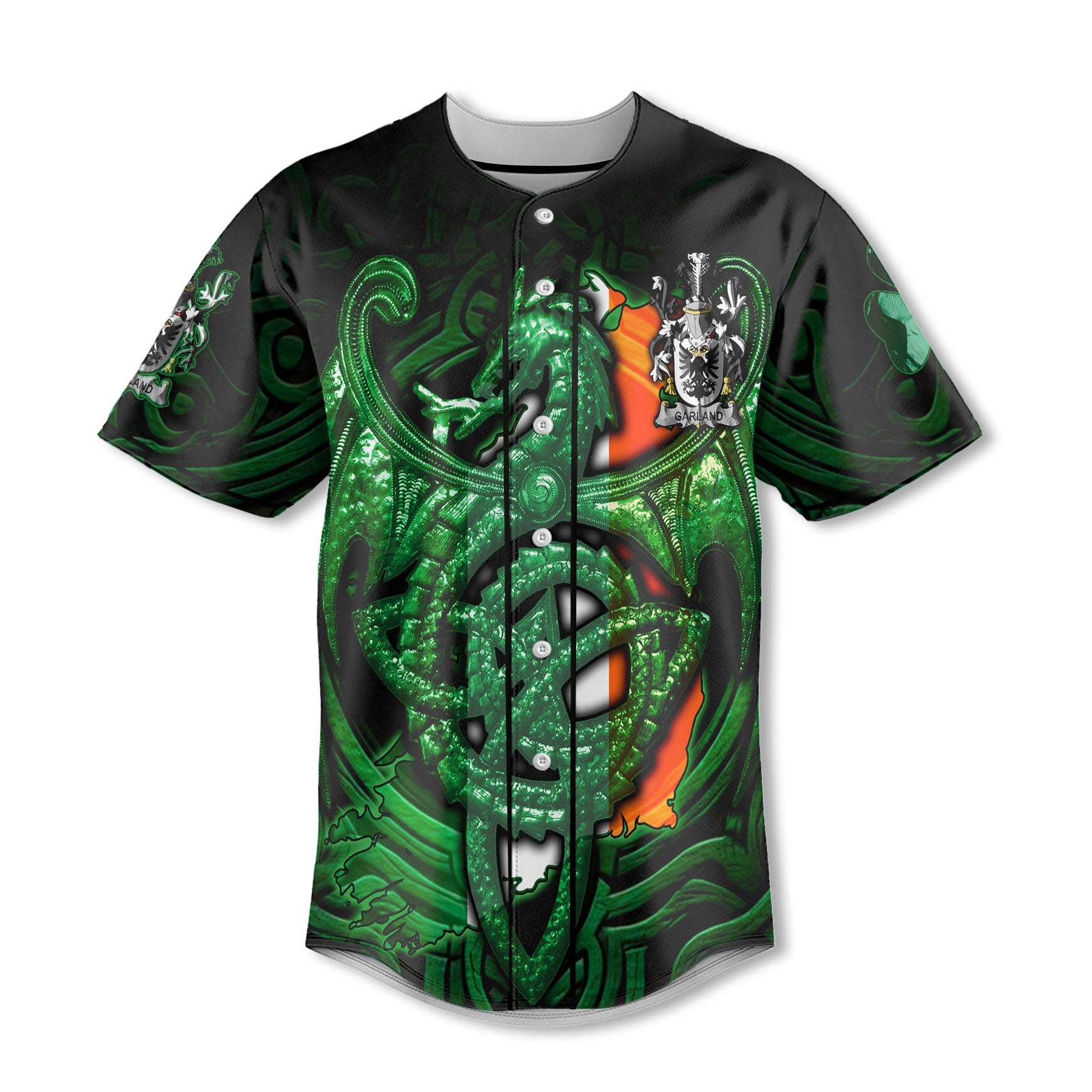 Garland or McGartland Baseball Jerseys The Green Dragon Of Ireland Style