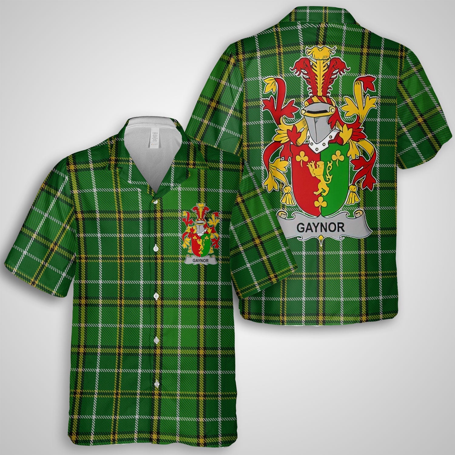 Gaynor or McGaynor Hawaiian Shirts Crest And National Plaid Style