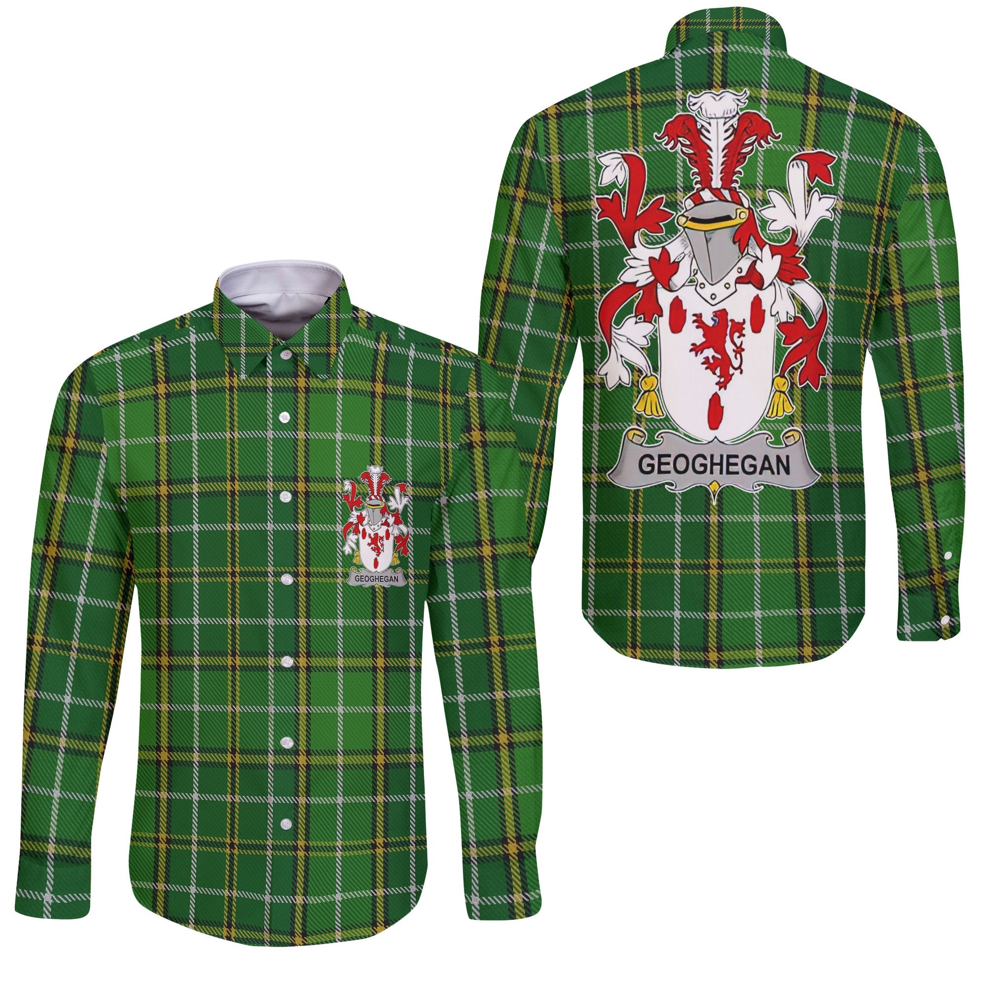 Geoghegan or O Geoghegan Long Sleeve Button Shirts Crest And National Plaid Style