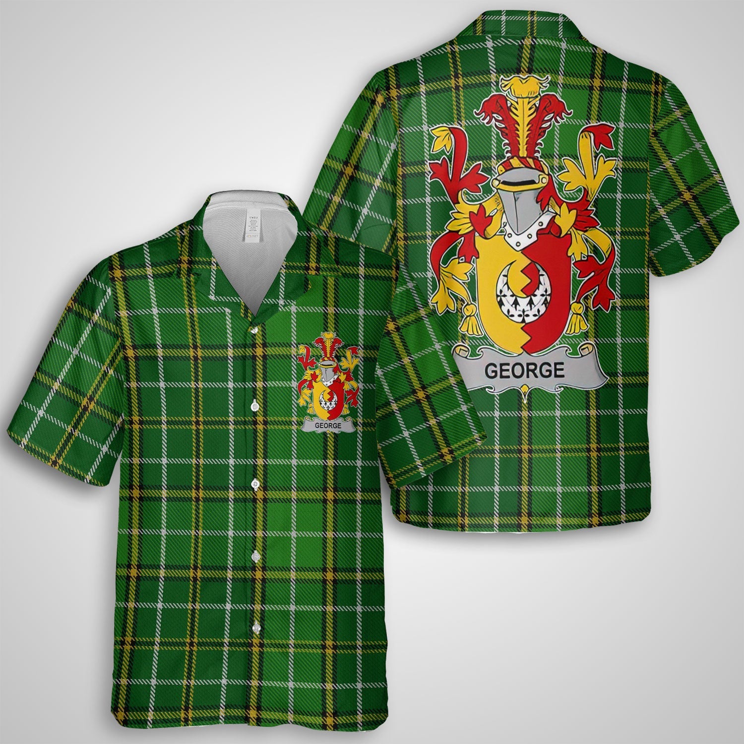 George Hawaiian Shirts Crest And National Plaid Style