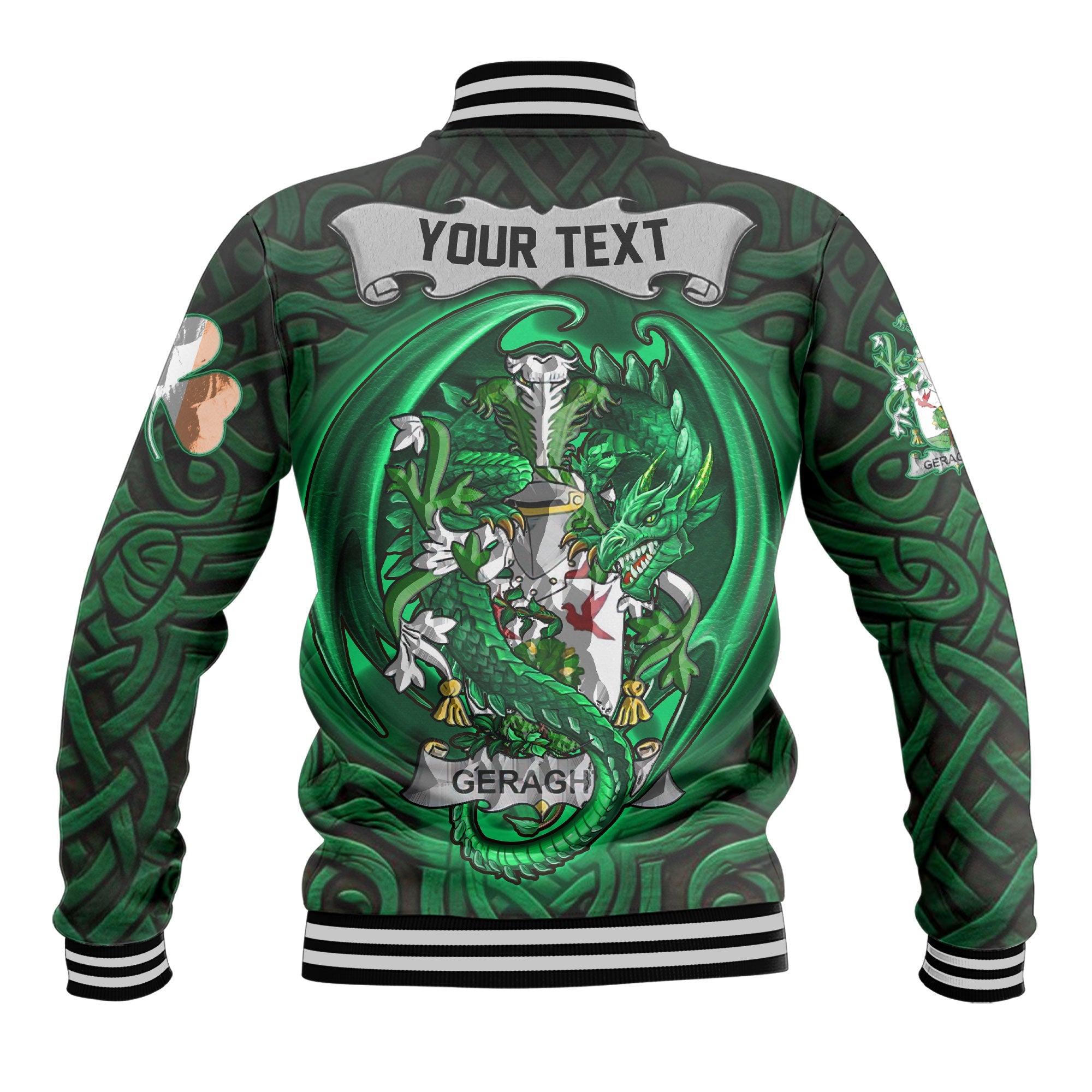 Geraghty or McGarrity Baseball Jackets The Green Dragon Of Ireland Style