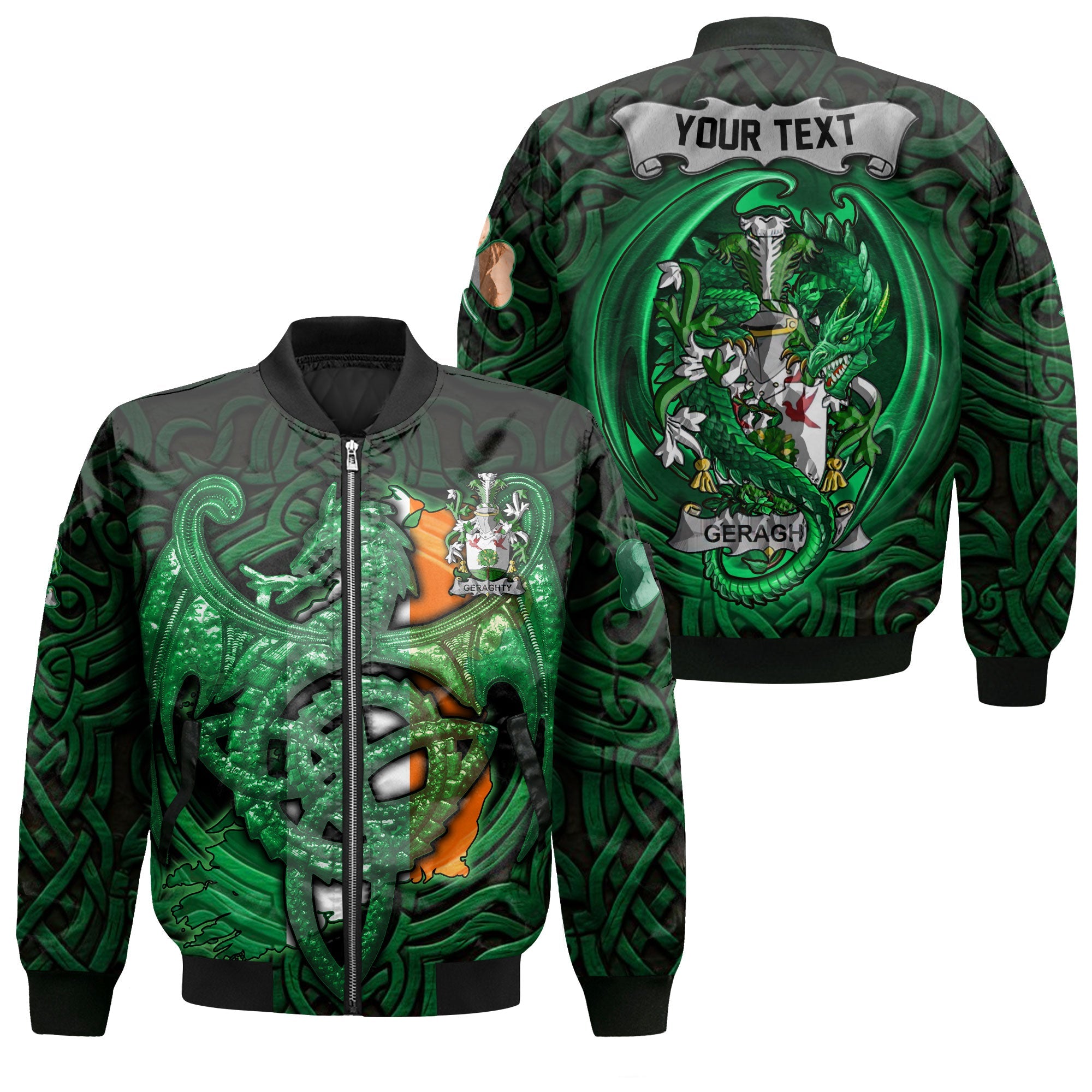 Geraghty or McGarrity Bomber Jackets The Green Dragon Of Ireland Style