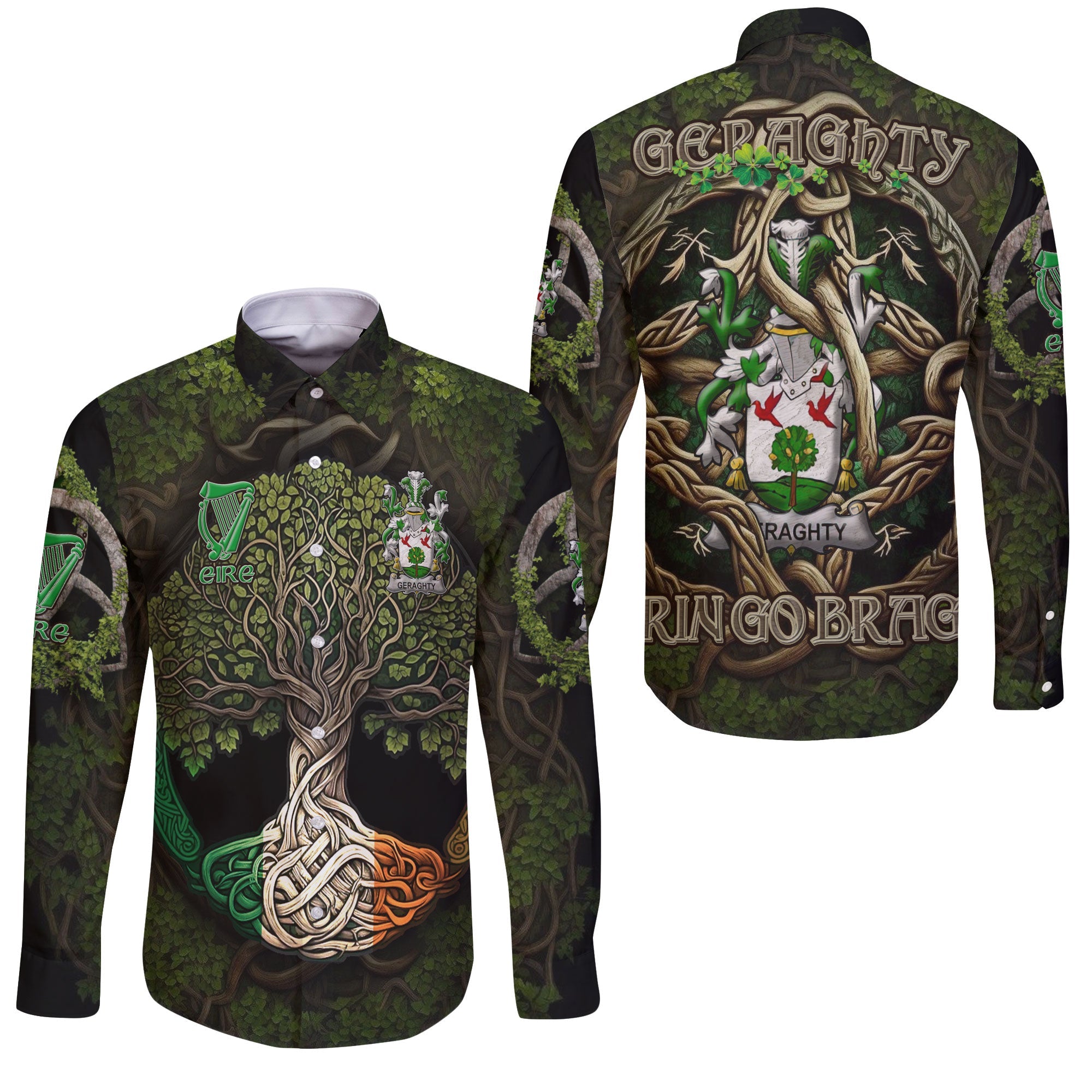 Geraghty or McGarrity Long Sleeve Button Shirts Ireland Is My Root Style