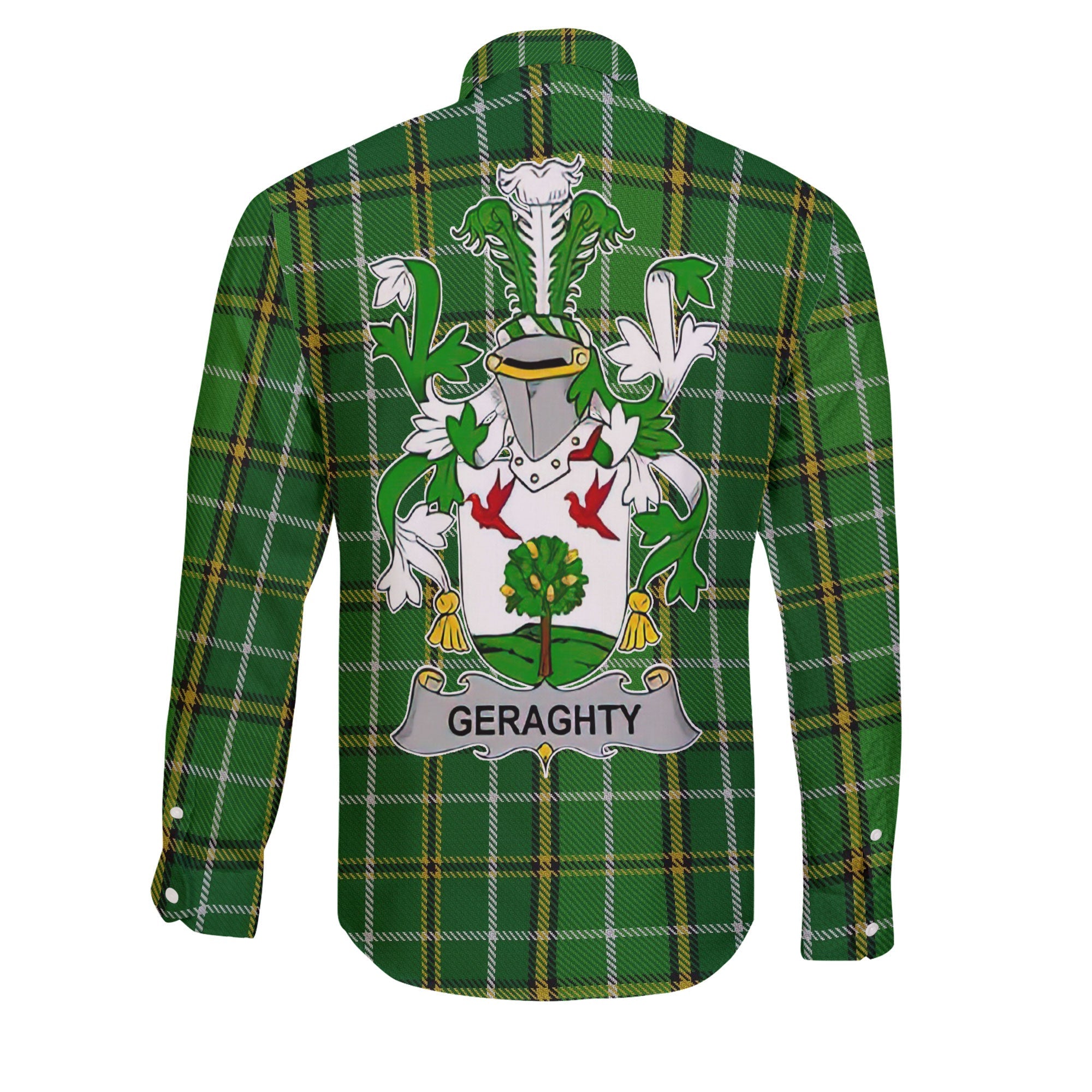 Geraghty or McGarrity Long Sleeve Button Shirts Crest And National Plaid Style