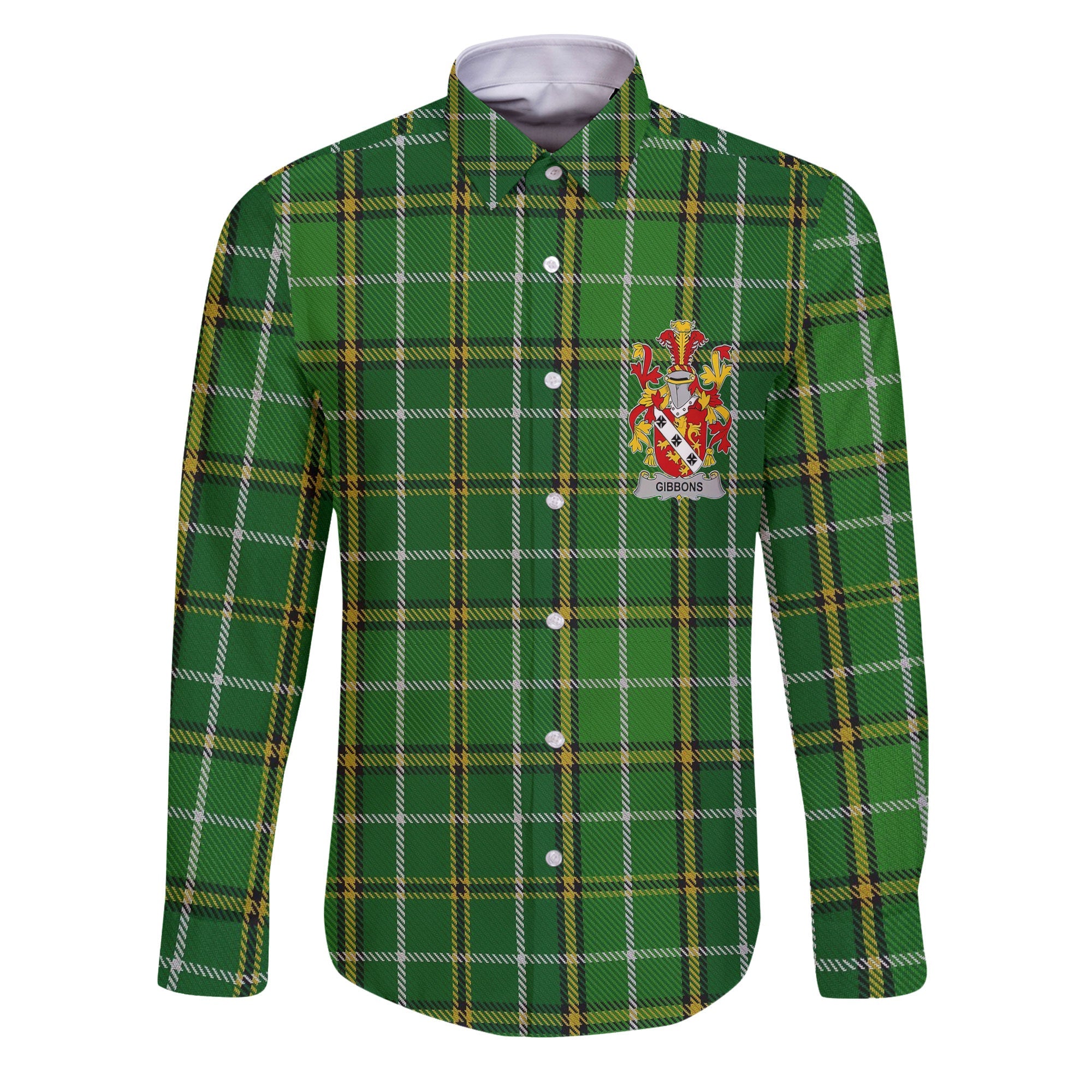 Gibbons or McGibbons Long Sleeve Button Shirts Crest And National Plaid Style