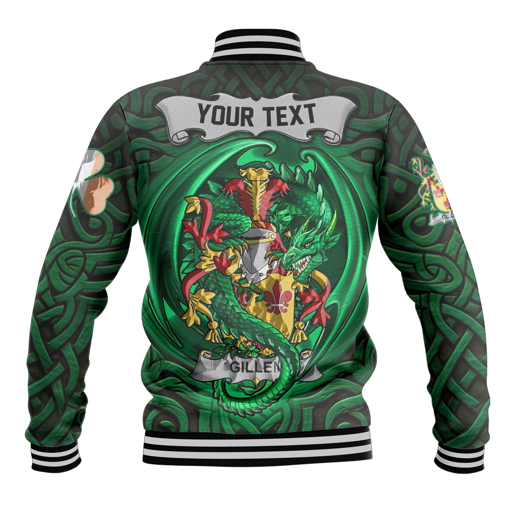 Gillen or O Gillen Baseball Jackets The Green Dragon Of Ireland Style