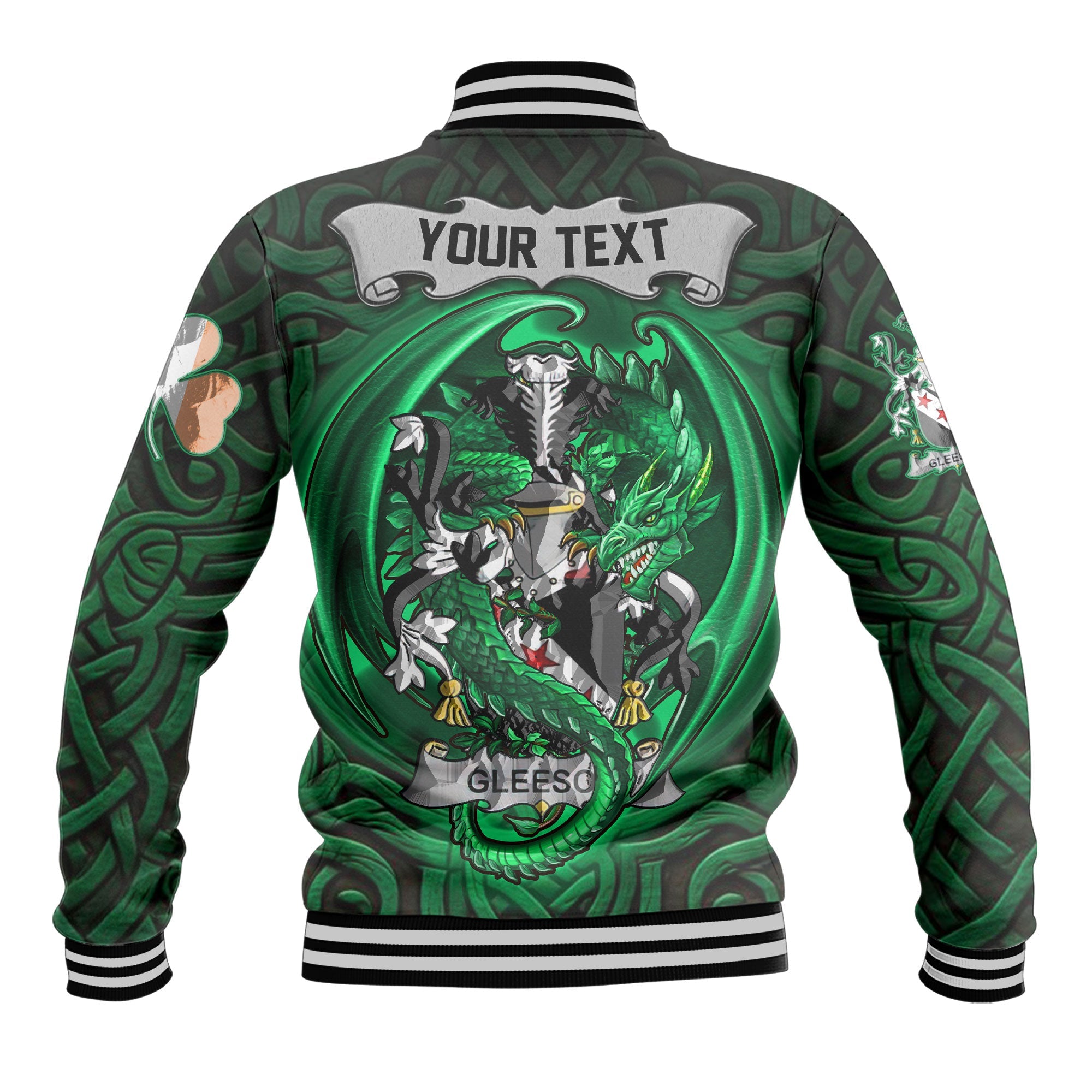 Gleeson or O Glissane Baseball Jackets The Green Dragon Of Ireland Style