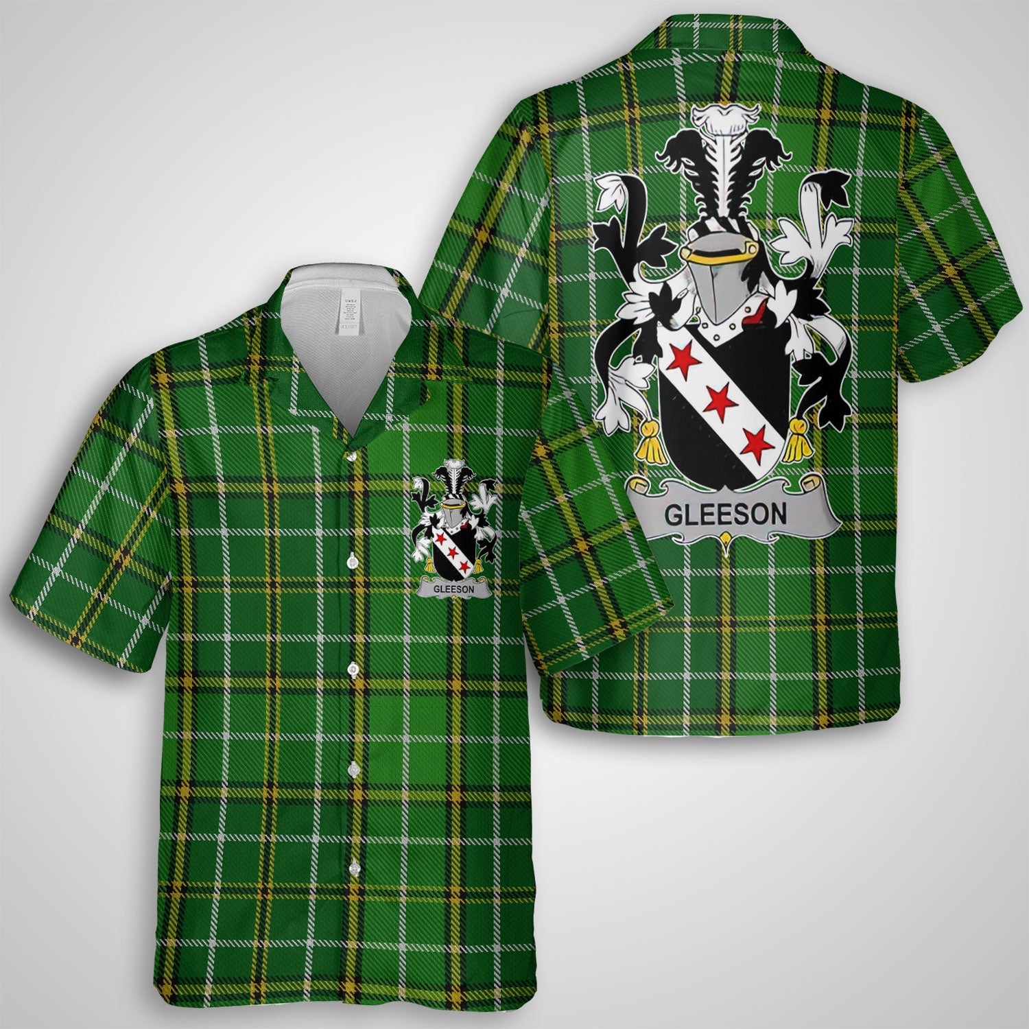 Gleeson or O Glissane Hawaiian Shirts Crest And National Plaid Style