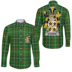 Glennon or Glenane Long Sleeve Button Shirts Crest And National Plaid Style