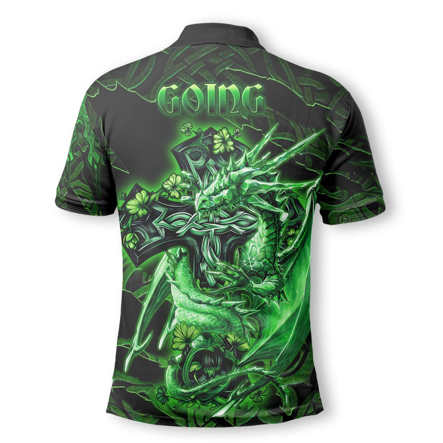 Going Polo Shirts Celtic Cross And Dragon Style