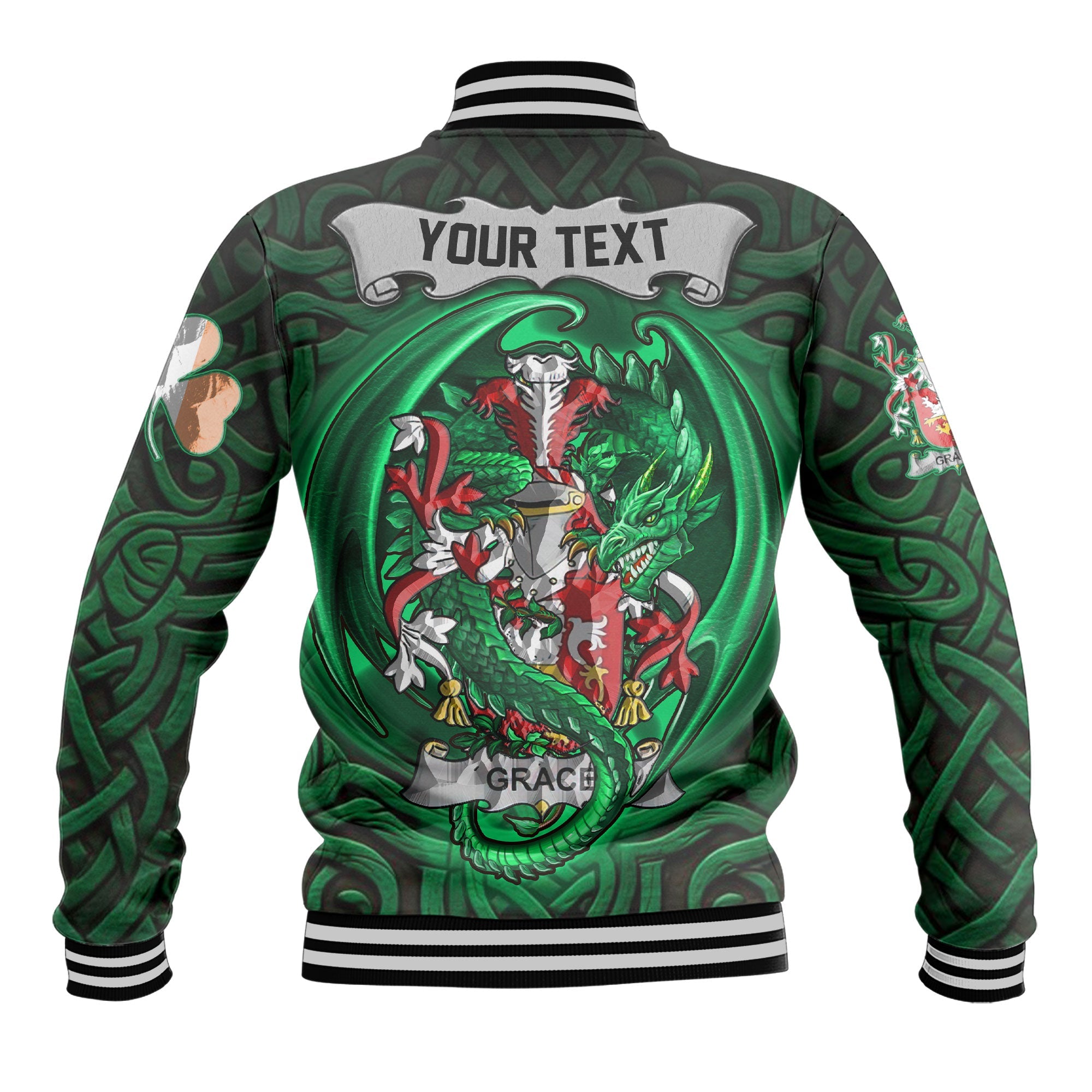Grace Baseball Jackets The Green Dragon Of Ireland Style