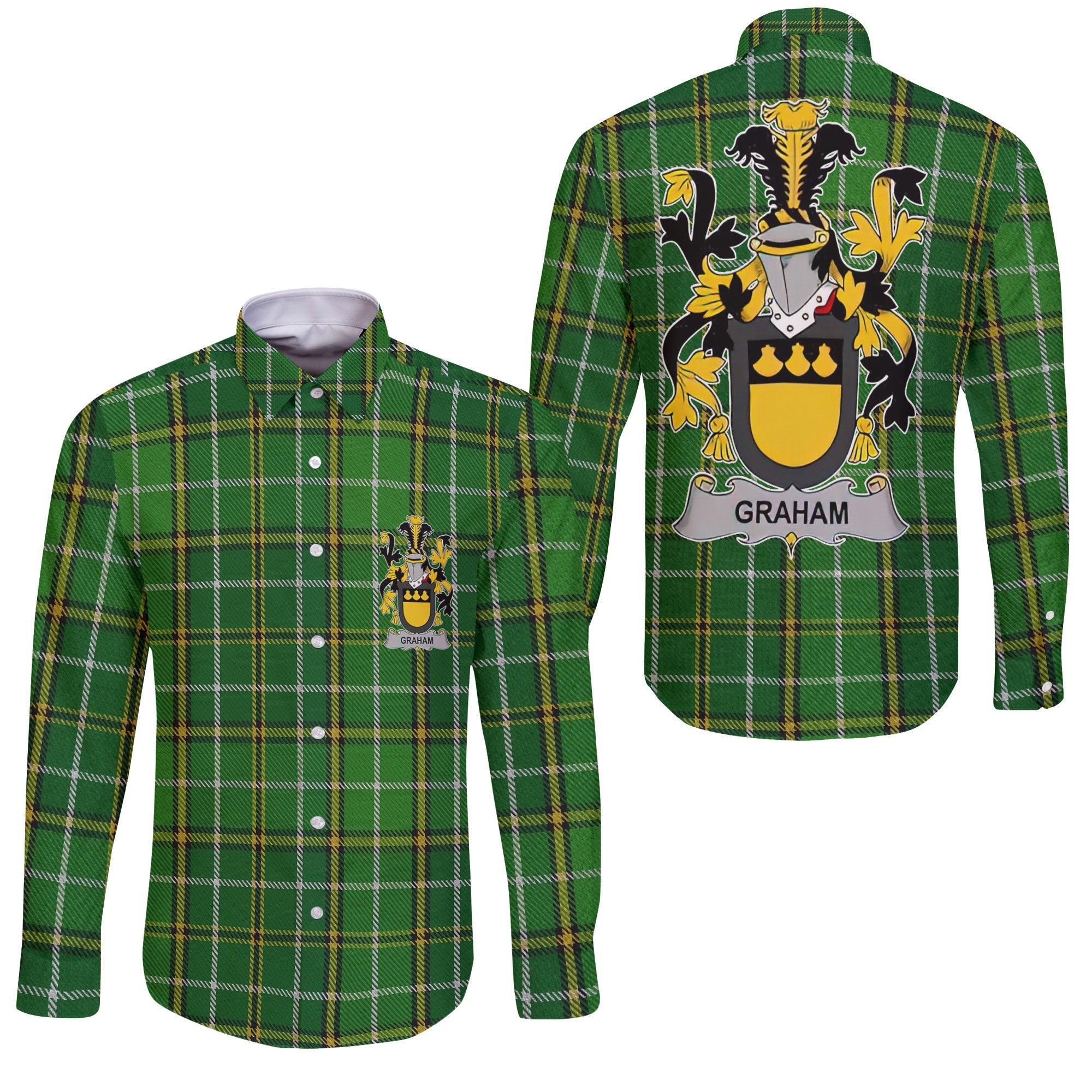 Graham or Grahan Long Sleeve Button Shirts Crest And National Plaid Style