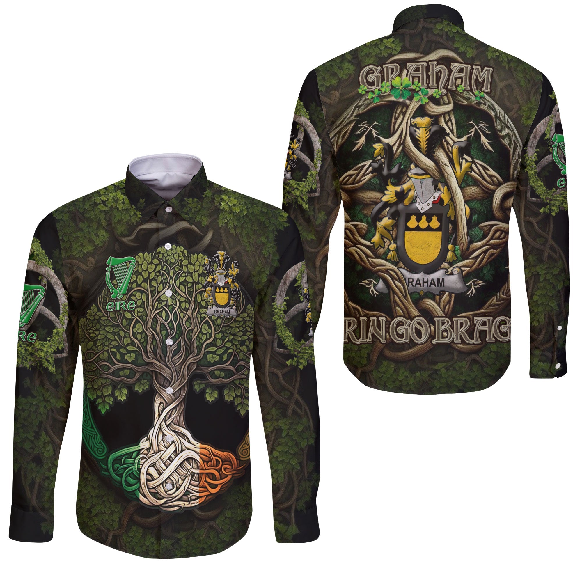 Graham or Grahan Long Sleeve Button Shirts Ireland Is My Root Style