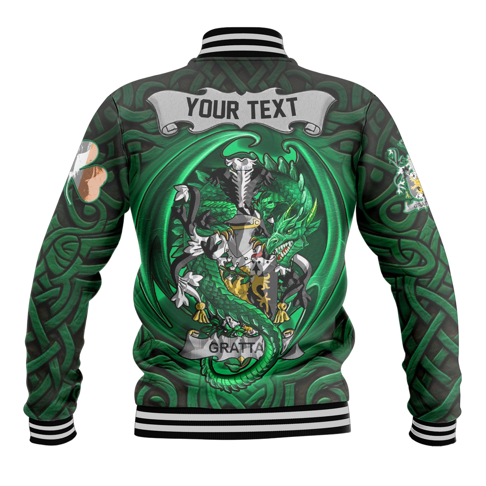 Grattan or McGrattan Baseball Jackets The Green Dragon Of Ireland Style