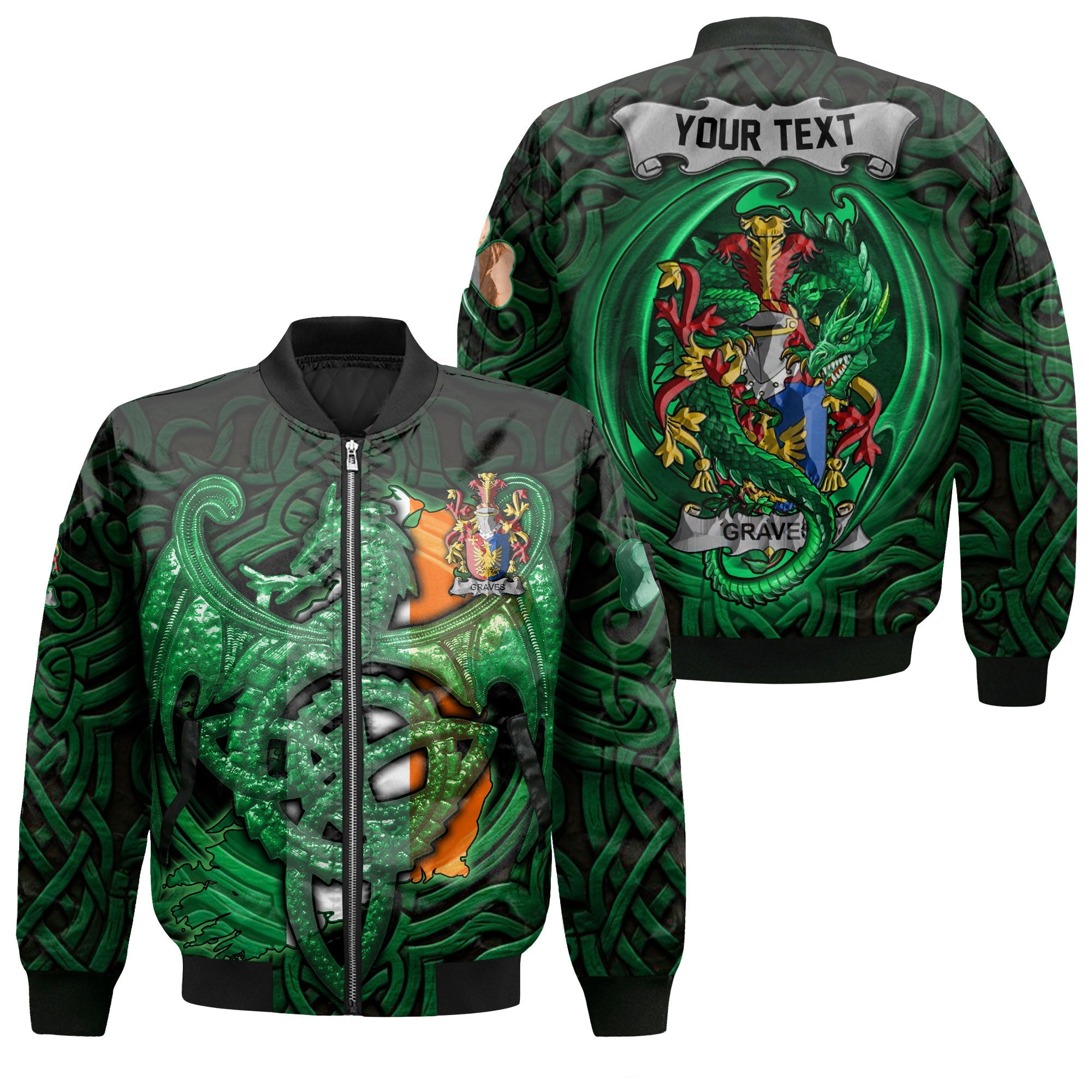 Graves or Greaves Bomber Jackets The Green Dragon Of Ireland Style