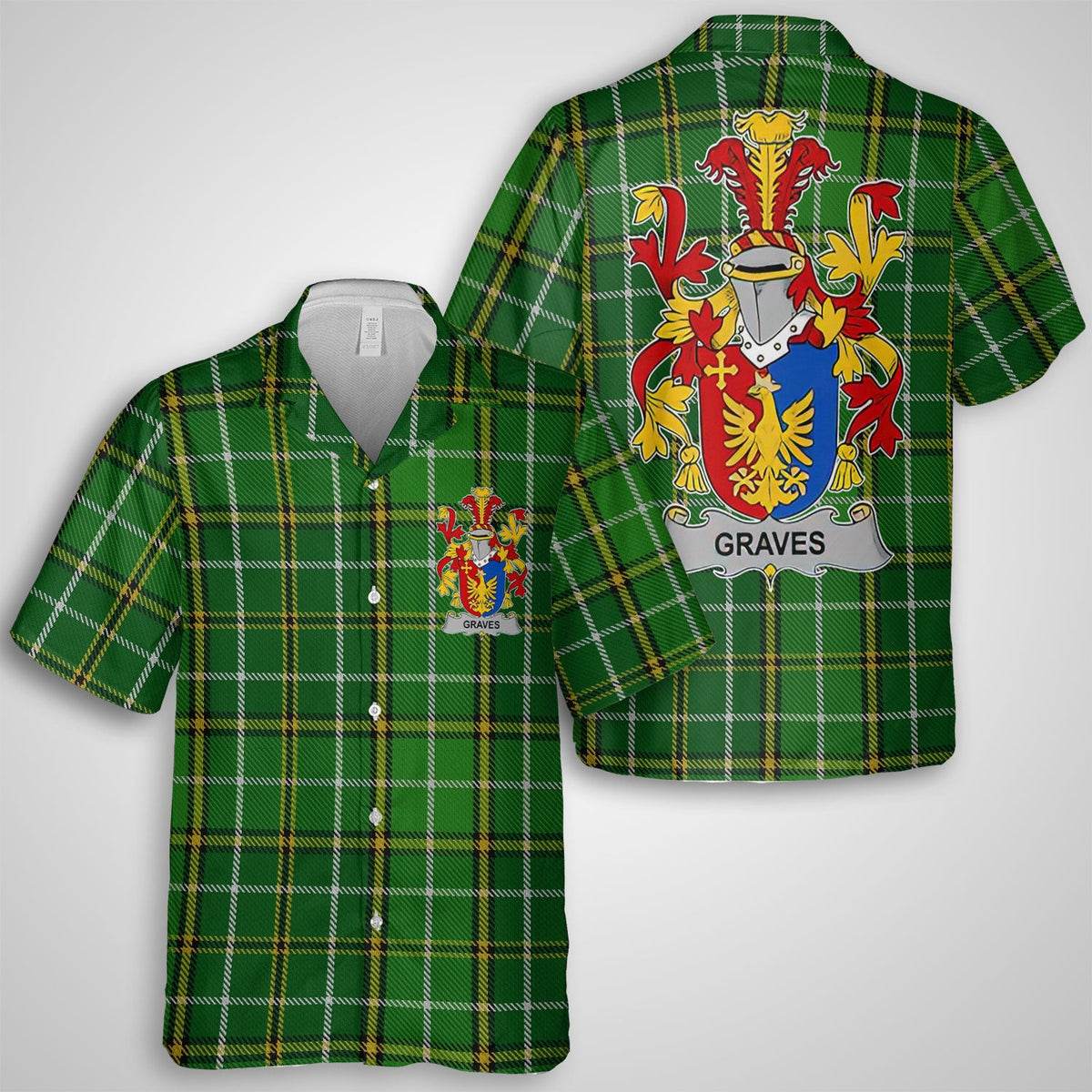 Graves or Greaves Hawaiian Shirts Crest And National Plaid Style