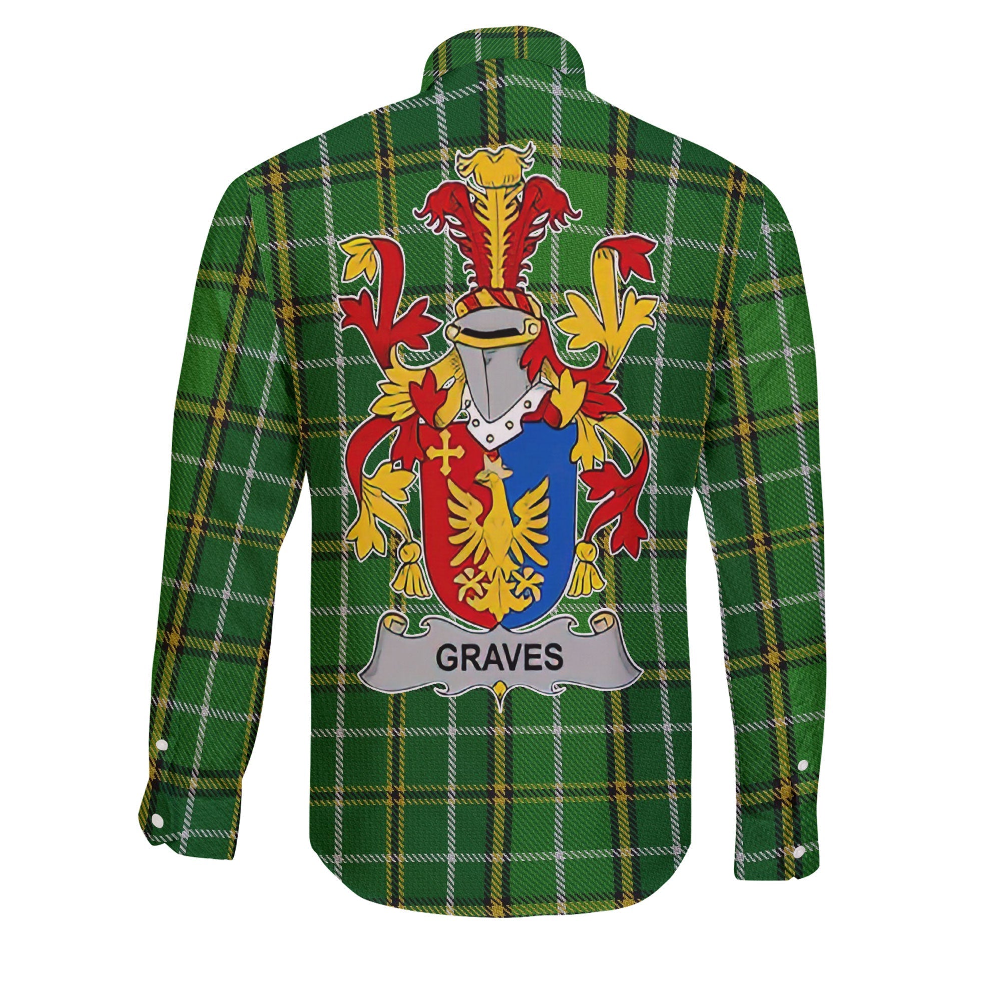 Graves or Greaves Long Sleeve Button Shirts Crest And National Plaid Style