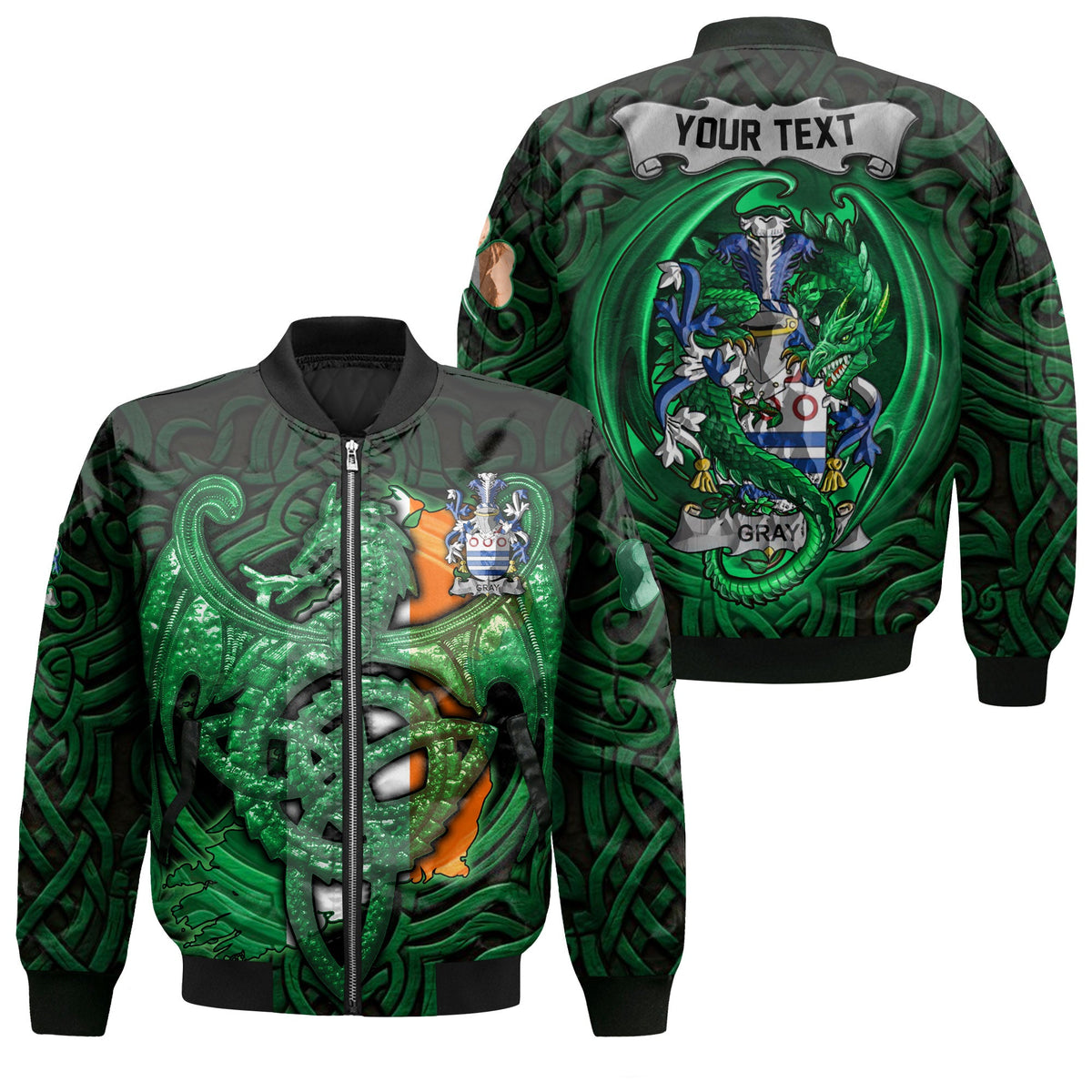 Gray Bomber Jackets The Green Dragon Of Ireland Style