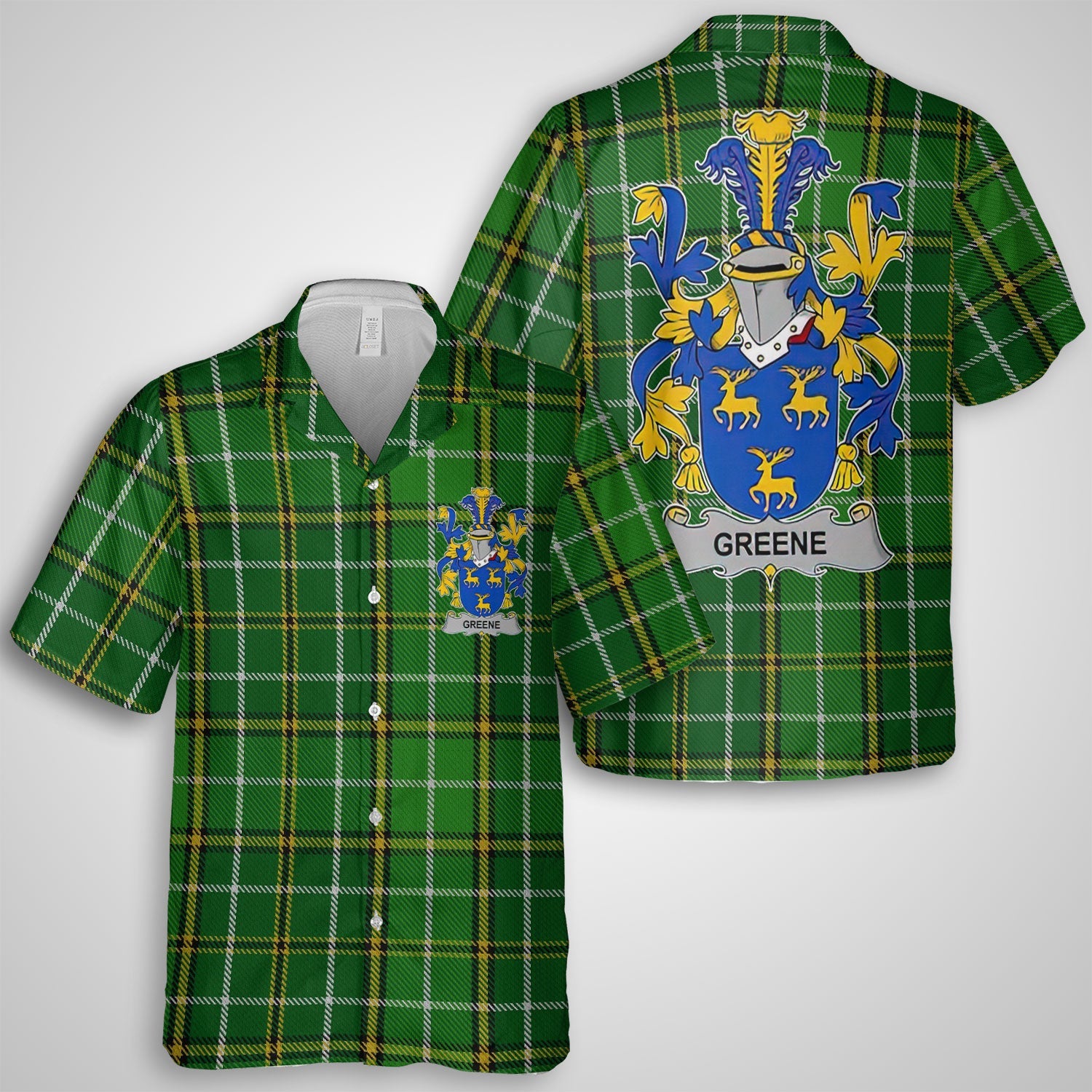 Greene Hawaiian Shirts Crest And National Plaid Style