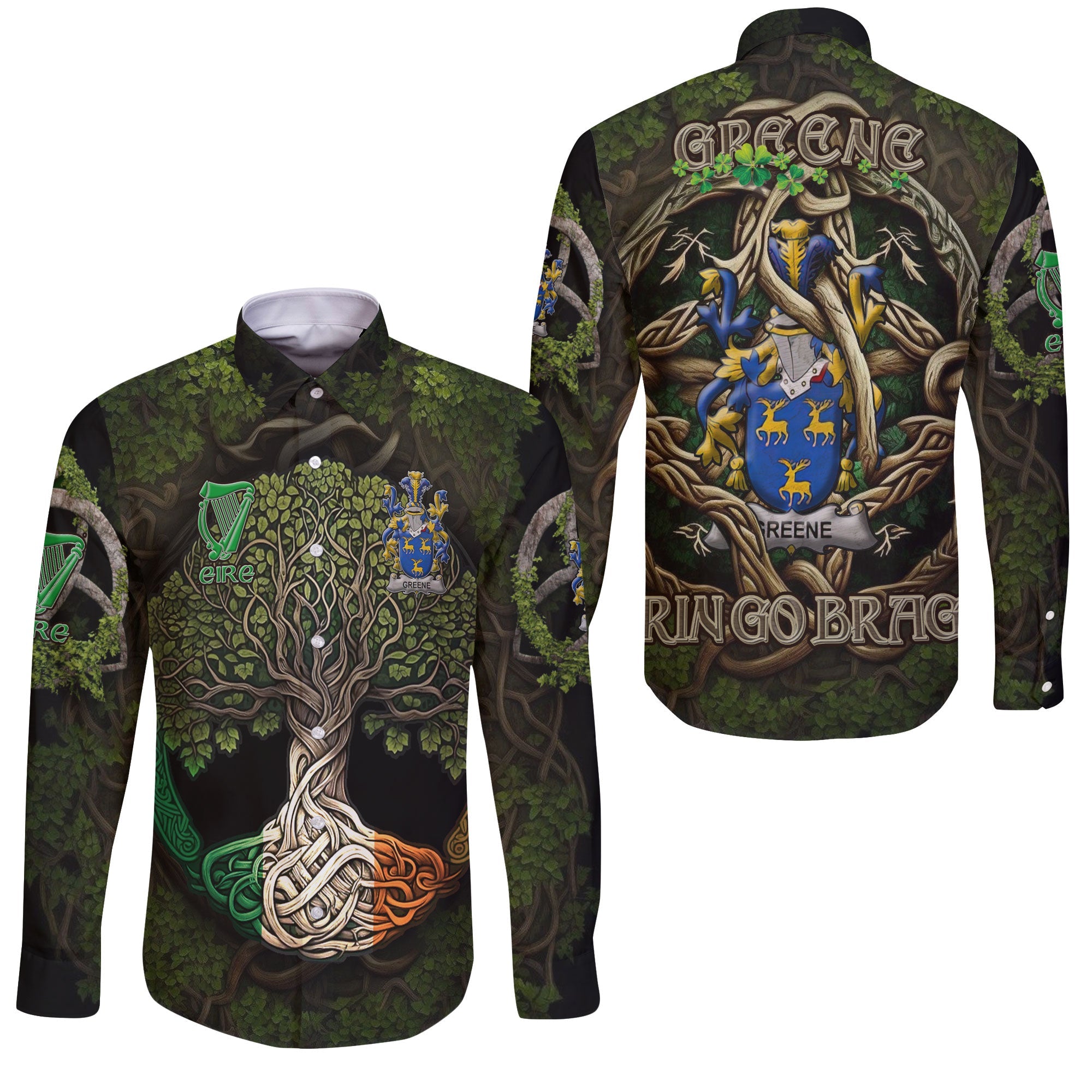 Greene Long Sleeve Button Shirts Ireland Is My Root Style