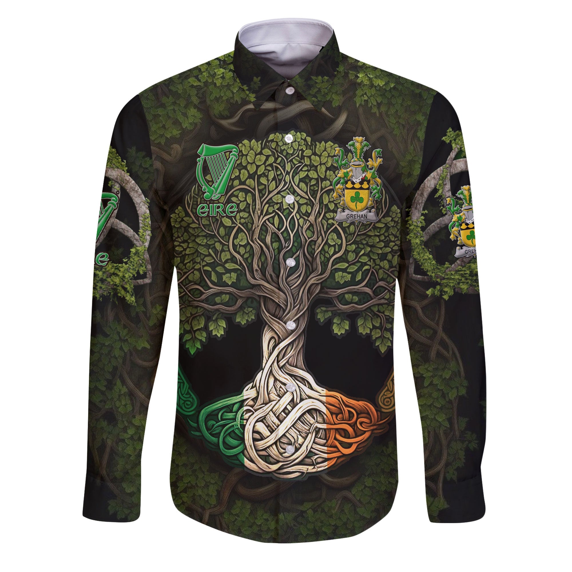 Grehan or O Greaghan Long Sleeve Button Shirts Ireland Is My Root Style