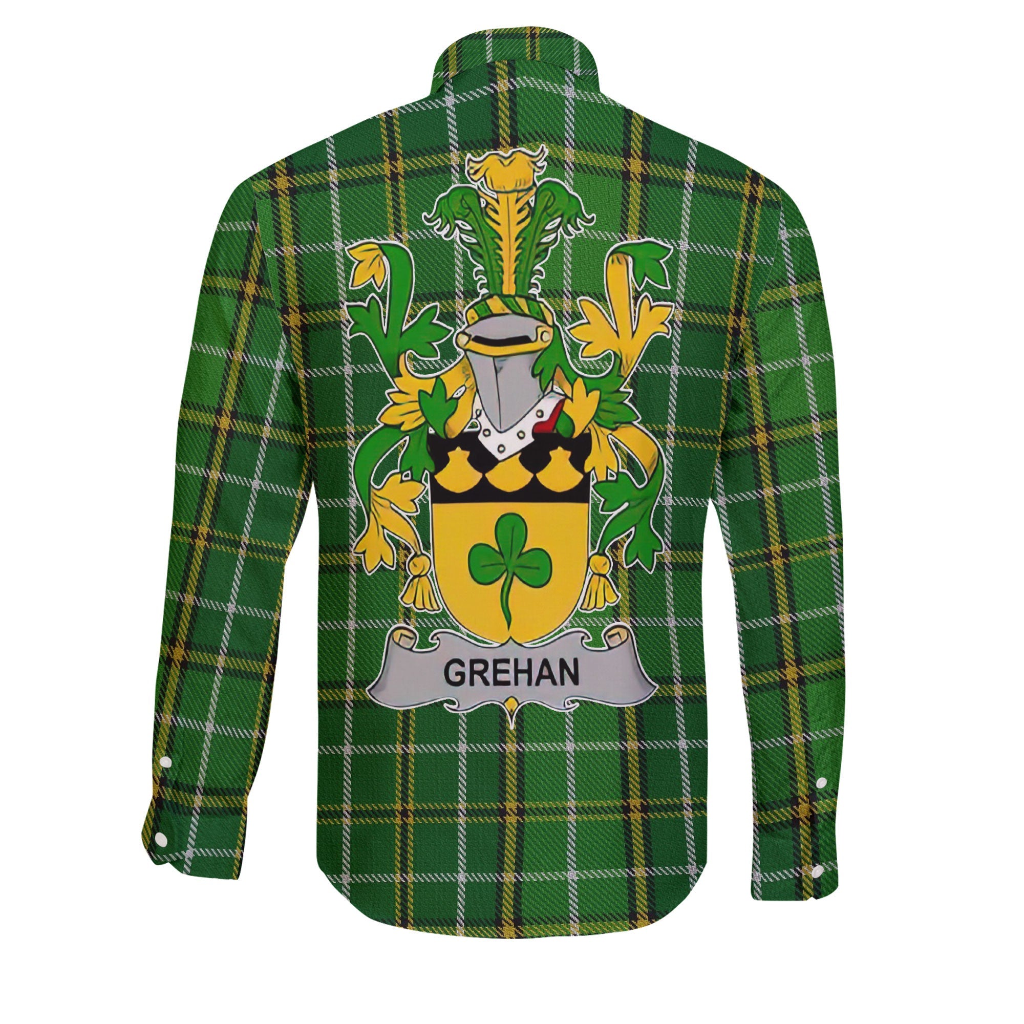 Grehan or O Greaghan Long Sleeve Button Shirts Crest And National Plaid Style