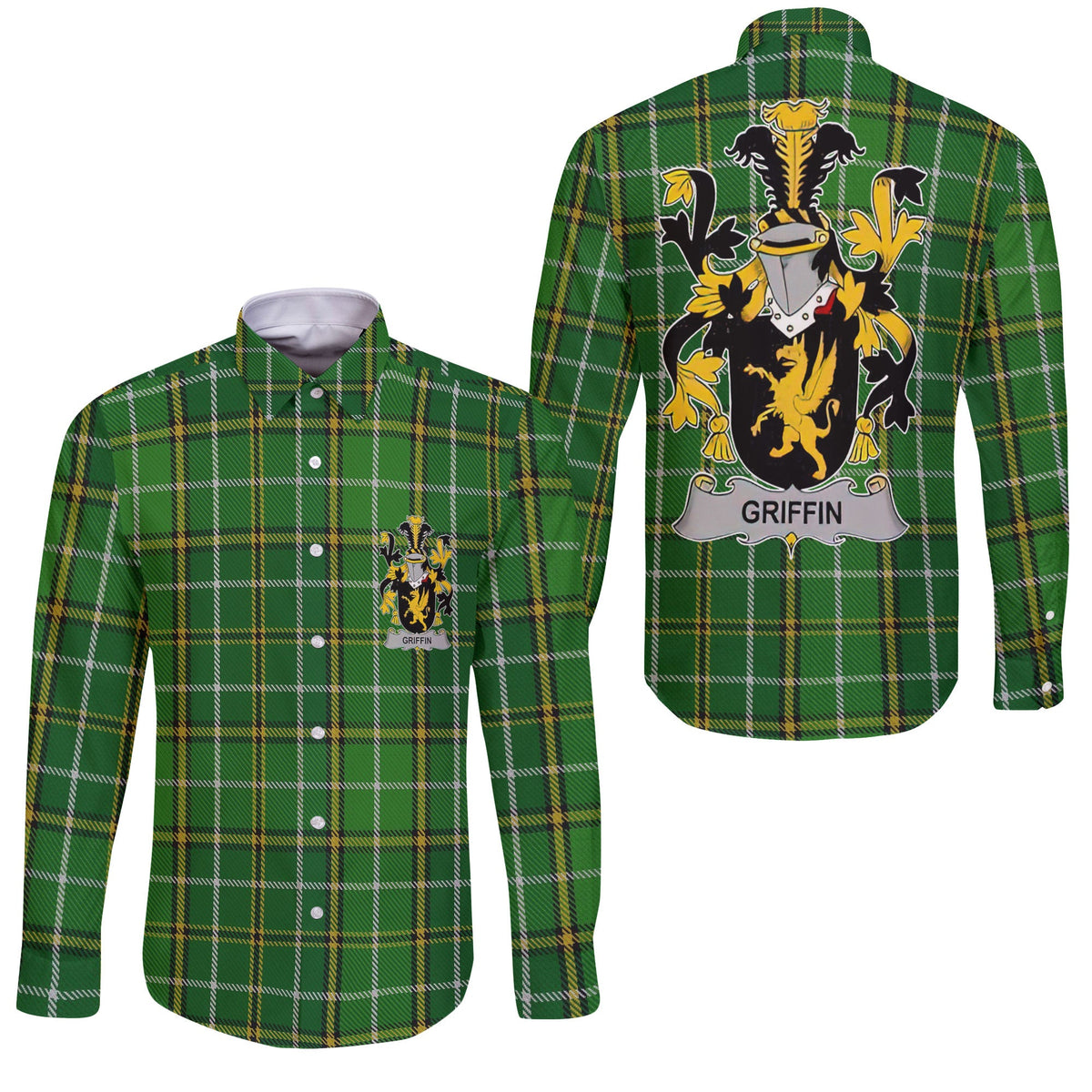 Griffin or O Griffy Long Sleeve Button Shirts Crest And National Plaid Style