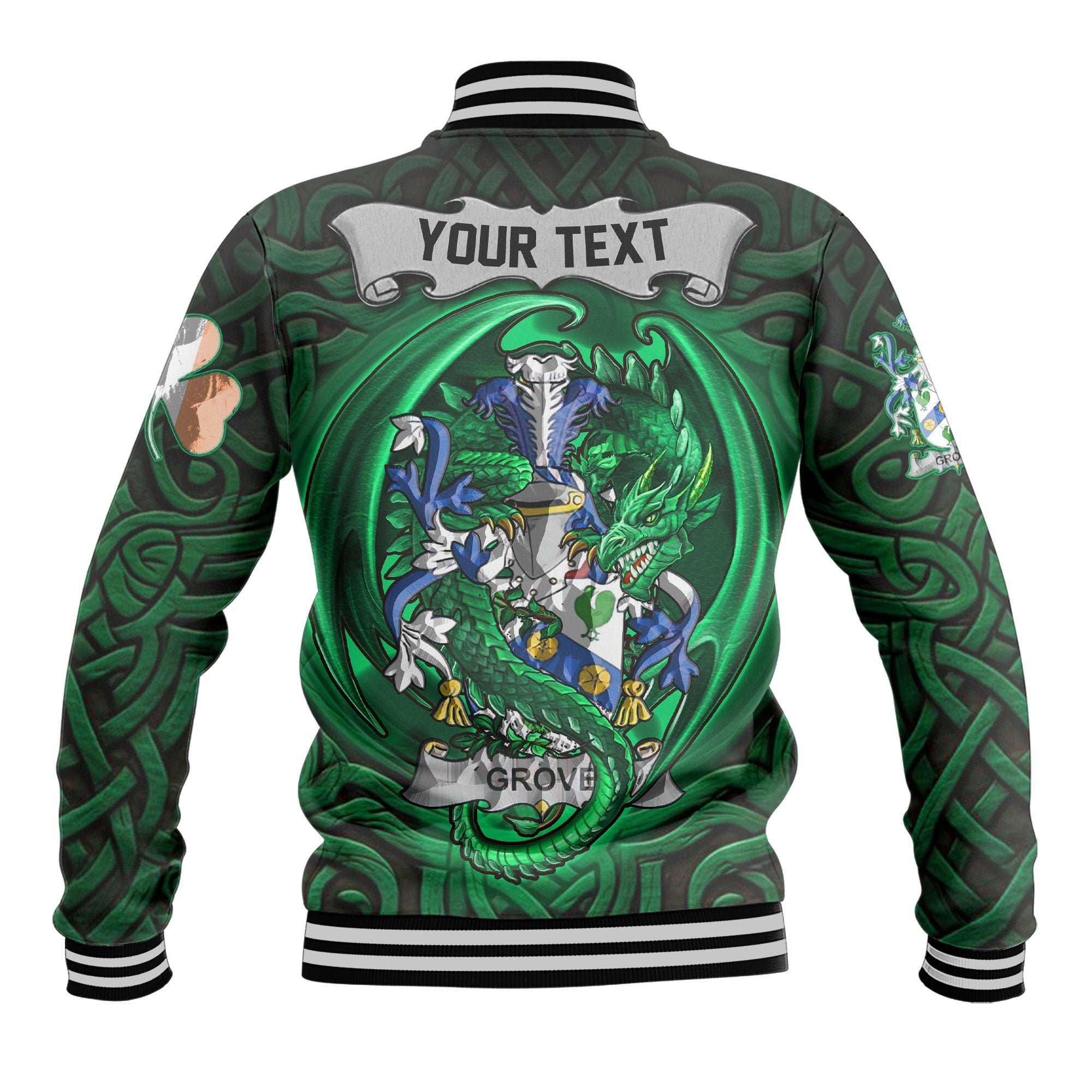 Grove Baseball Jackets The Green Dragon Of Ireland Style