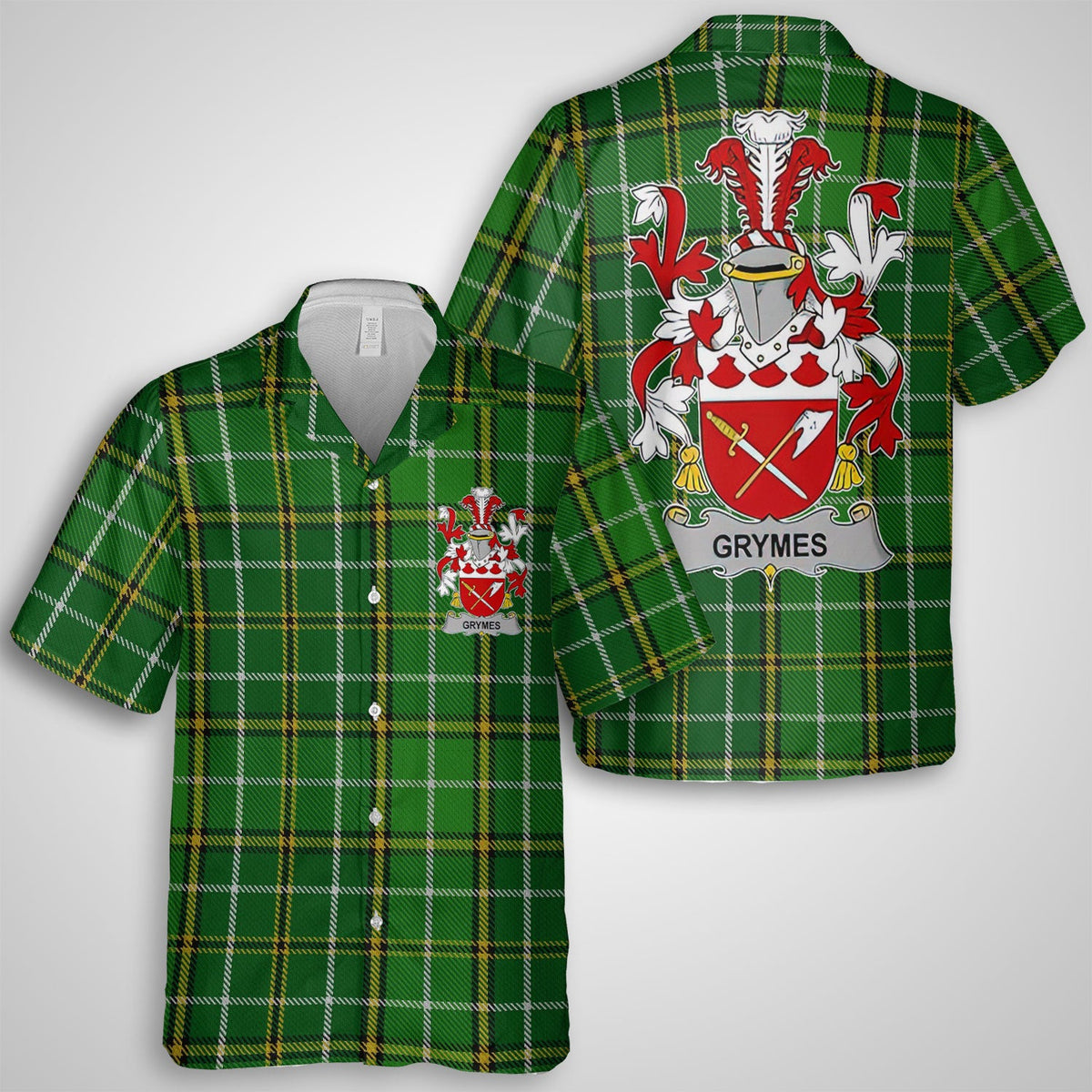 Grymes Hawaiian Shirts Crest And National Plaid Style