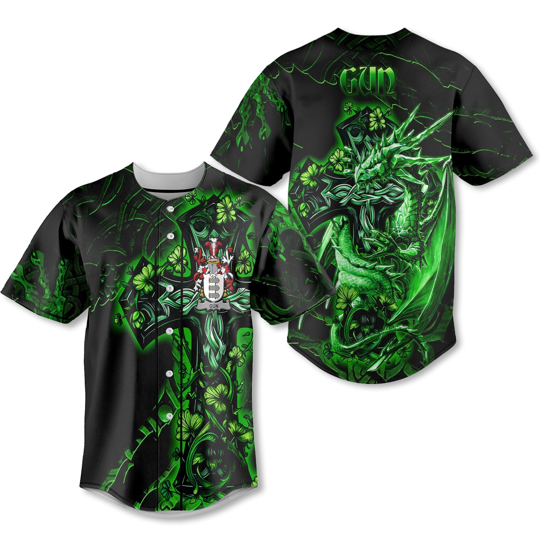 Gun or McElgunn Baseball Jerseys Celtic Cross And Dragon Style