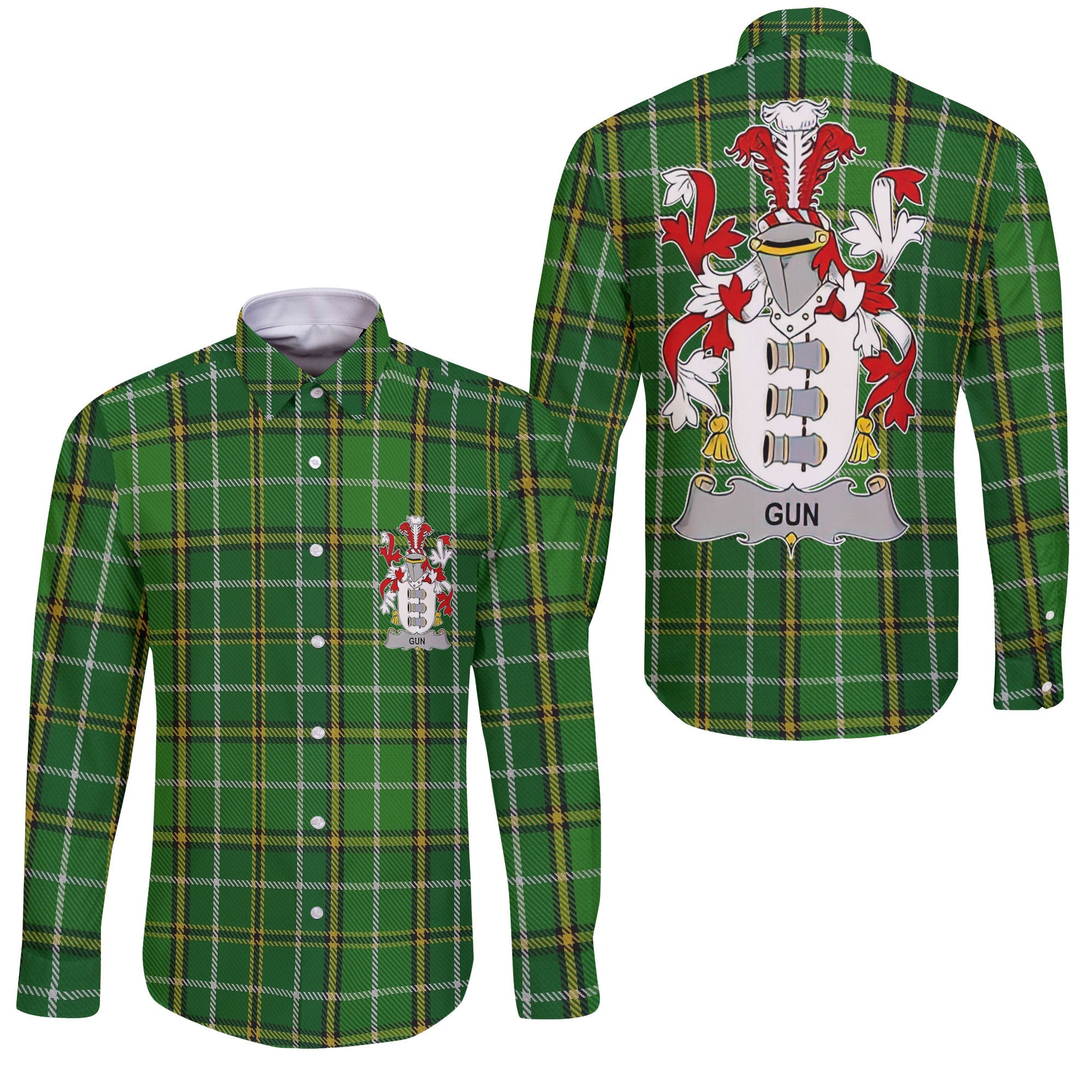 Gun or McElgunn Long Sleeve Button Shirts Crest And National Plaid Style