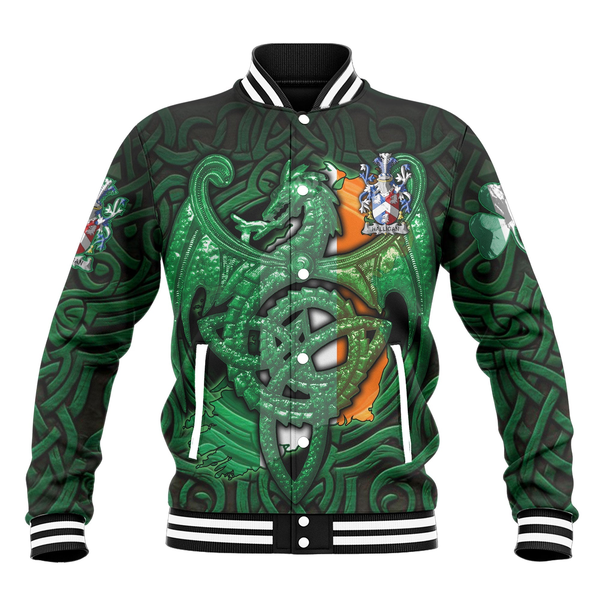 Halligan or O Halligan Baseball Jackets The Green Dragon Of Ireland Style