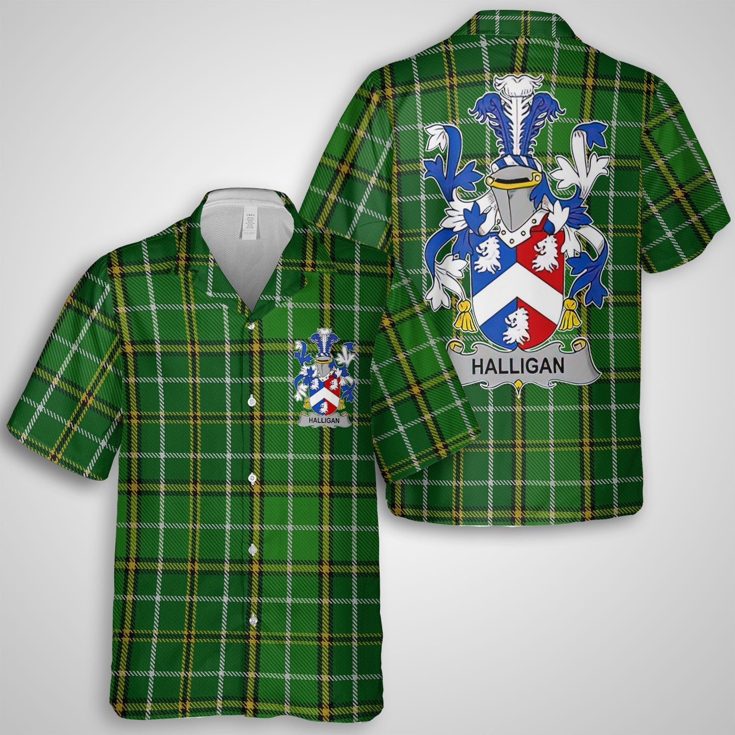 Halligan or O Halligan Hawaiian Shirts Crest And National Plaid Style