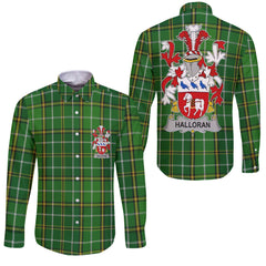 Halloran or O Halloran Long Sleeve Button Shirts Crest And National Plaid Style