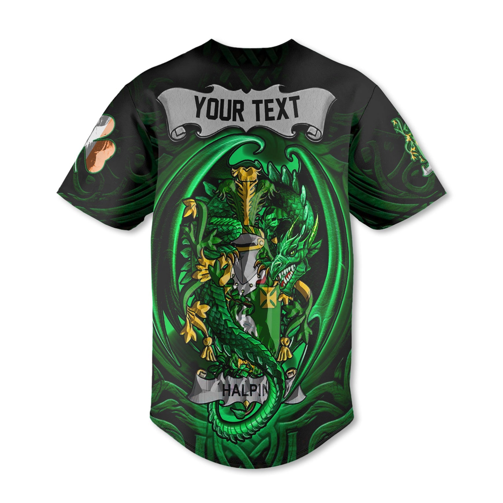 Halpin or O Halpin Baseball Jerseys The Green Dragon Of Ireland Style