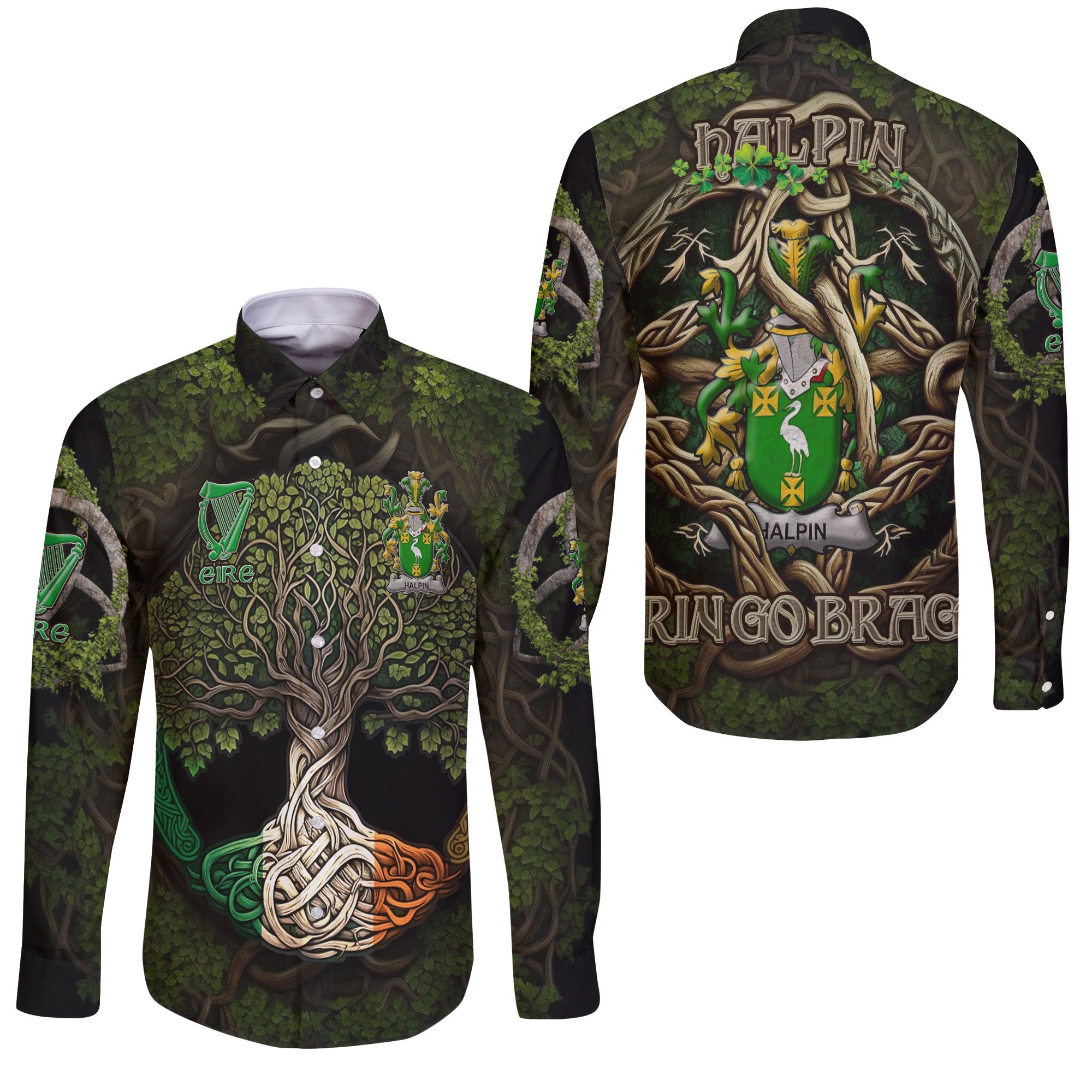 Halpin or O Halpin Long Sleeve Button Shirts Ireland Is My Root Style