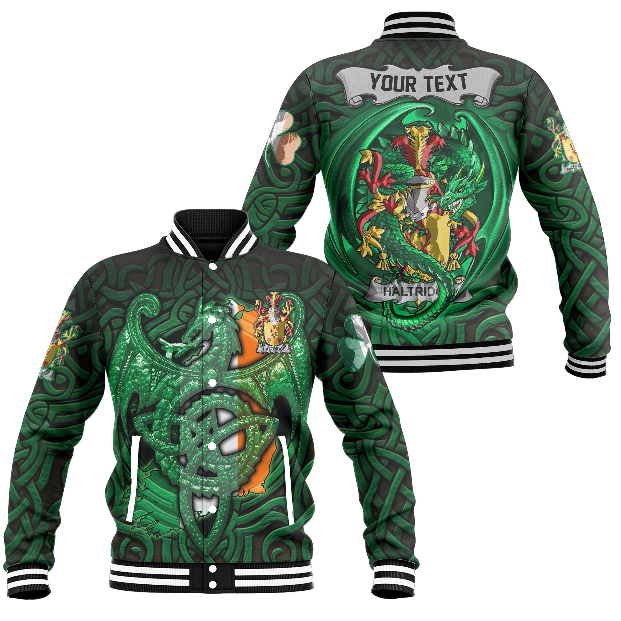Haltridge Baseball Jackets The Green Dragon Of Ireland Style