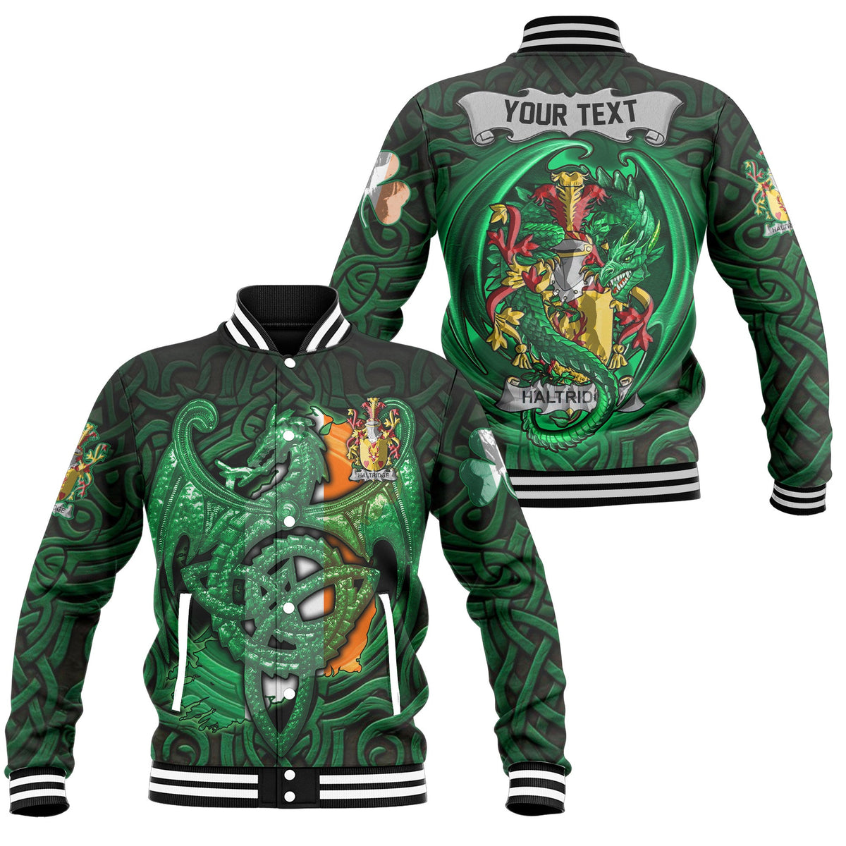 Haltridge Baseball Jackets The Green Dragon Of Ireland Style