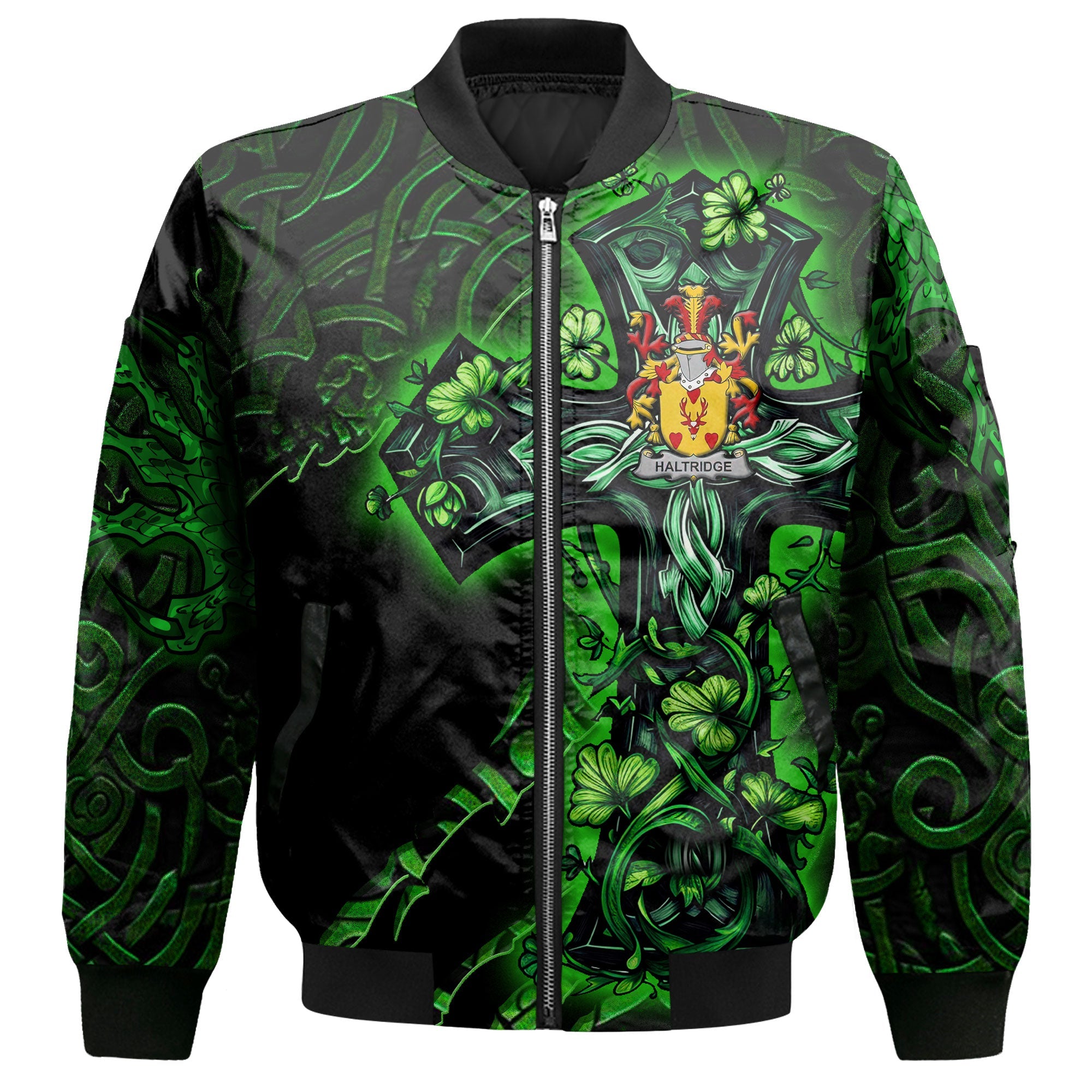 Haltridge Bomber Jackets Celtic Cross And Dragon Style