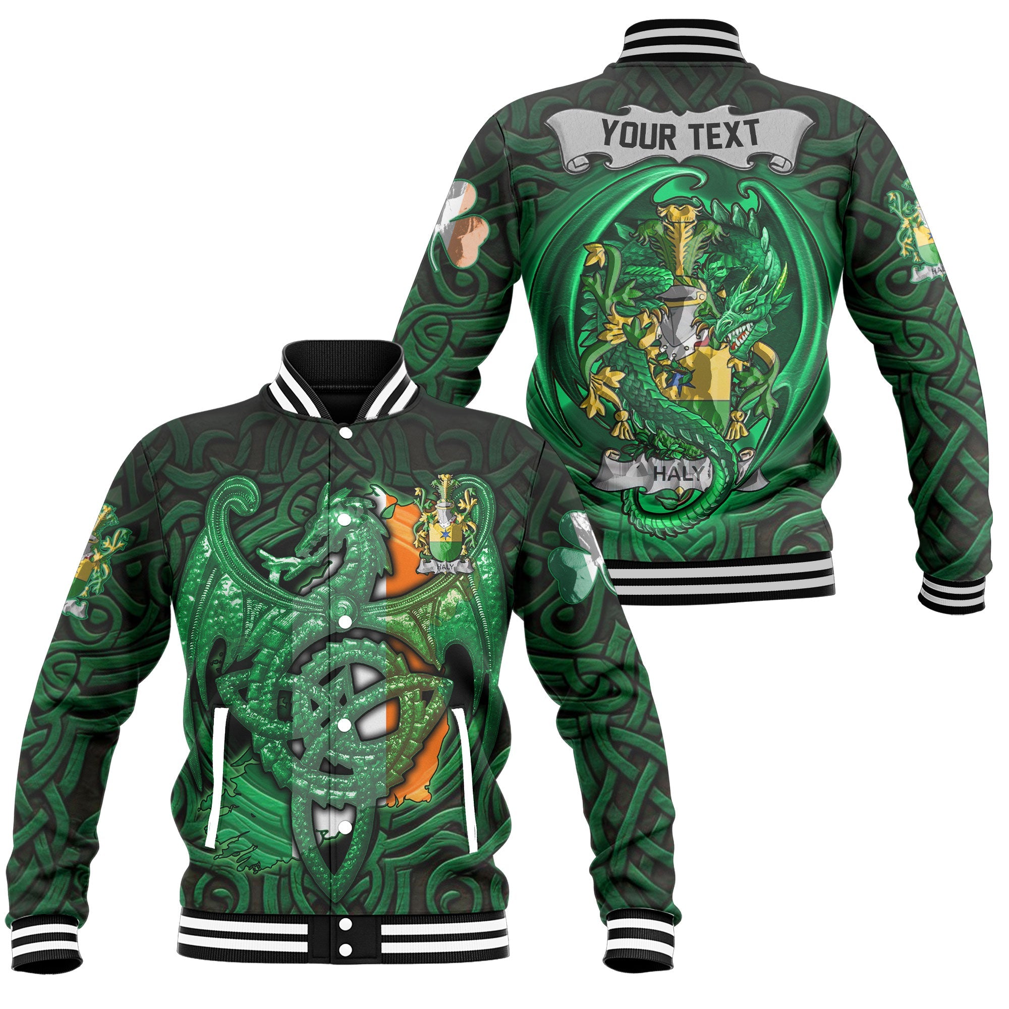 Haly or O Haly Baseball Jackets The Green Dragon Of Ireland Style