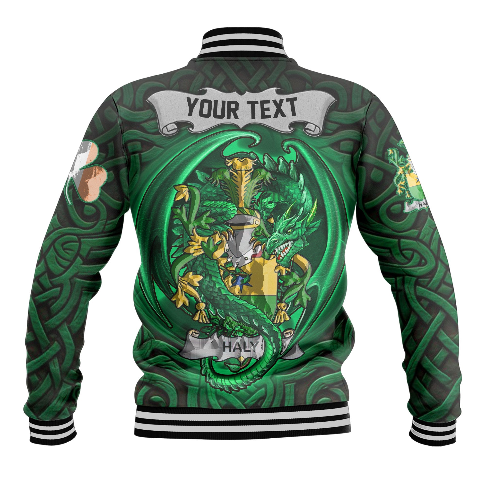 Haly or O Haly Baseball Jackets The Green Dragon Of Ireland Style