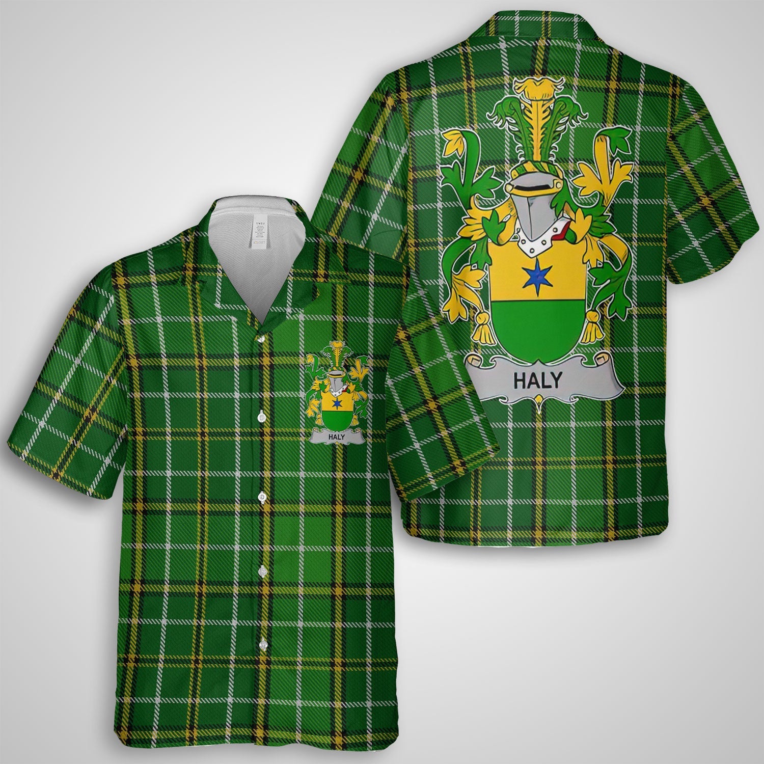 Haly or O Haly Hawaiian Shirts Crest And National Plaid Style