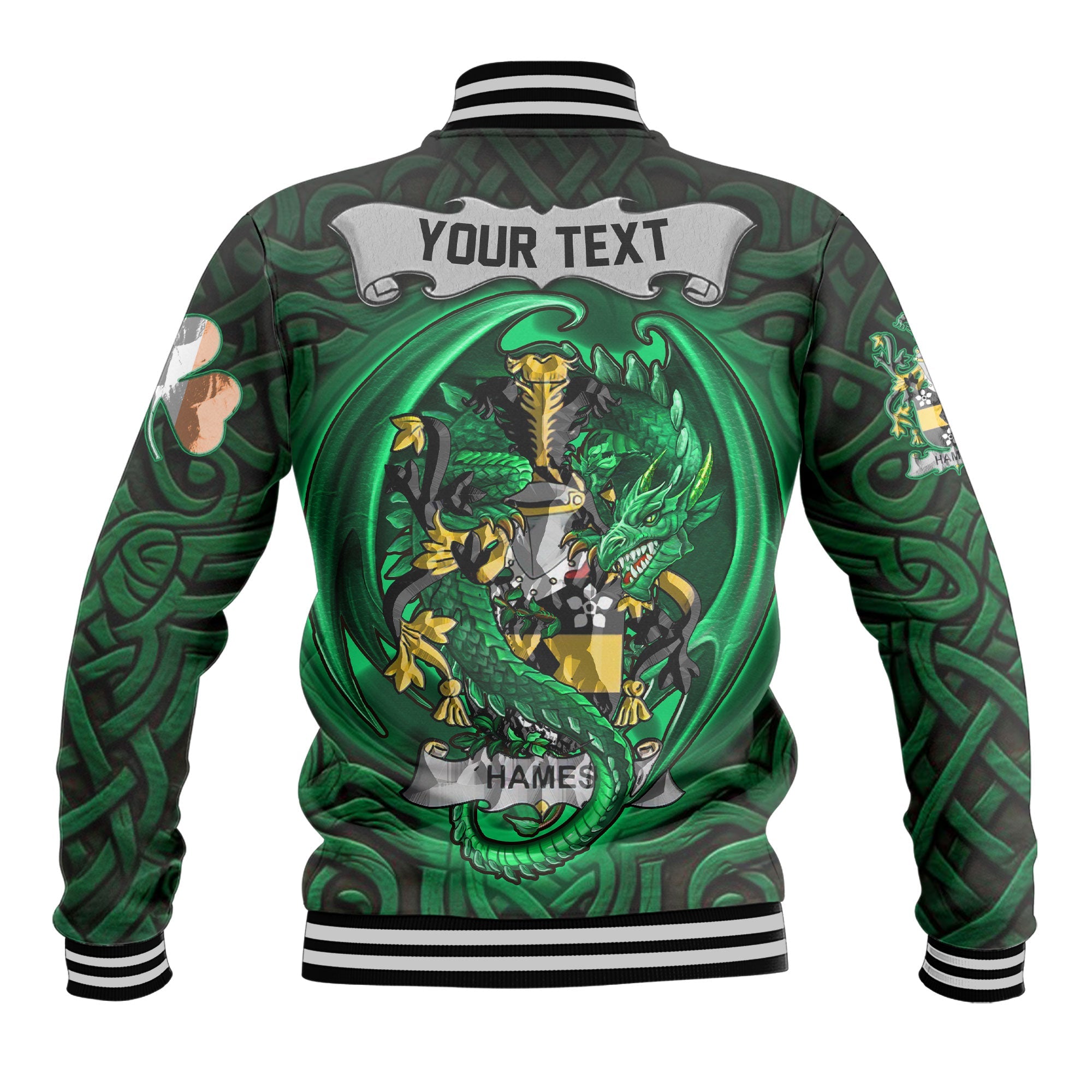 Hames Baseball Jackets The Green Dragon Of Ireland Style