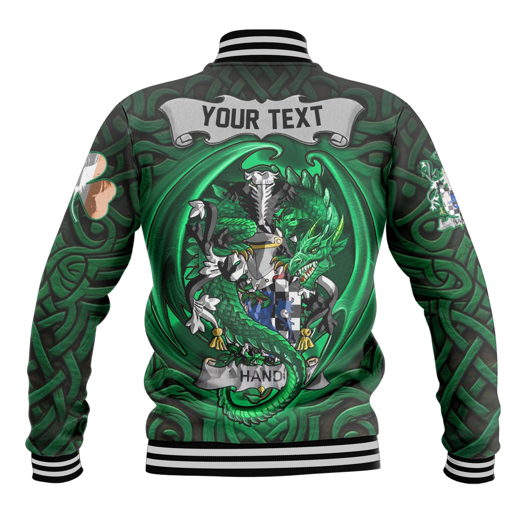 Hand or McClave Baseball Jackets The Green Dragon Of Ireland Style