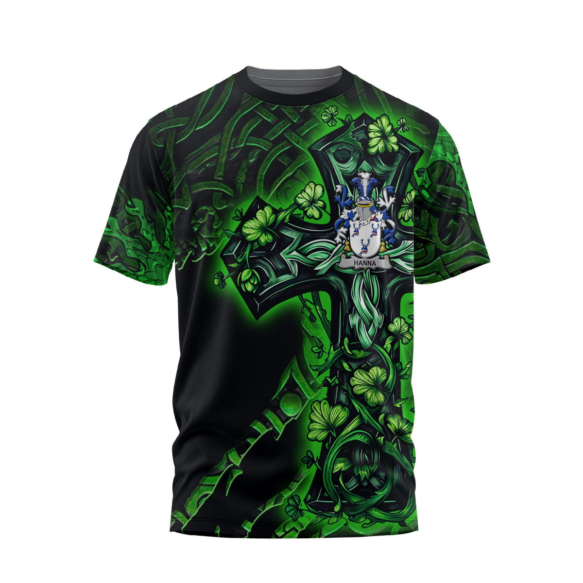 Hanna or O Hanna T-Shirts Celtic Cross And Dragon Style