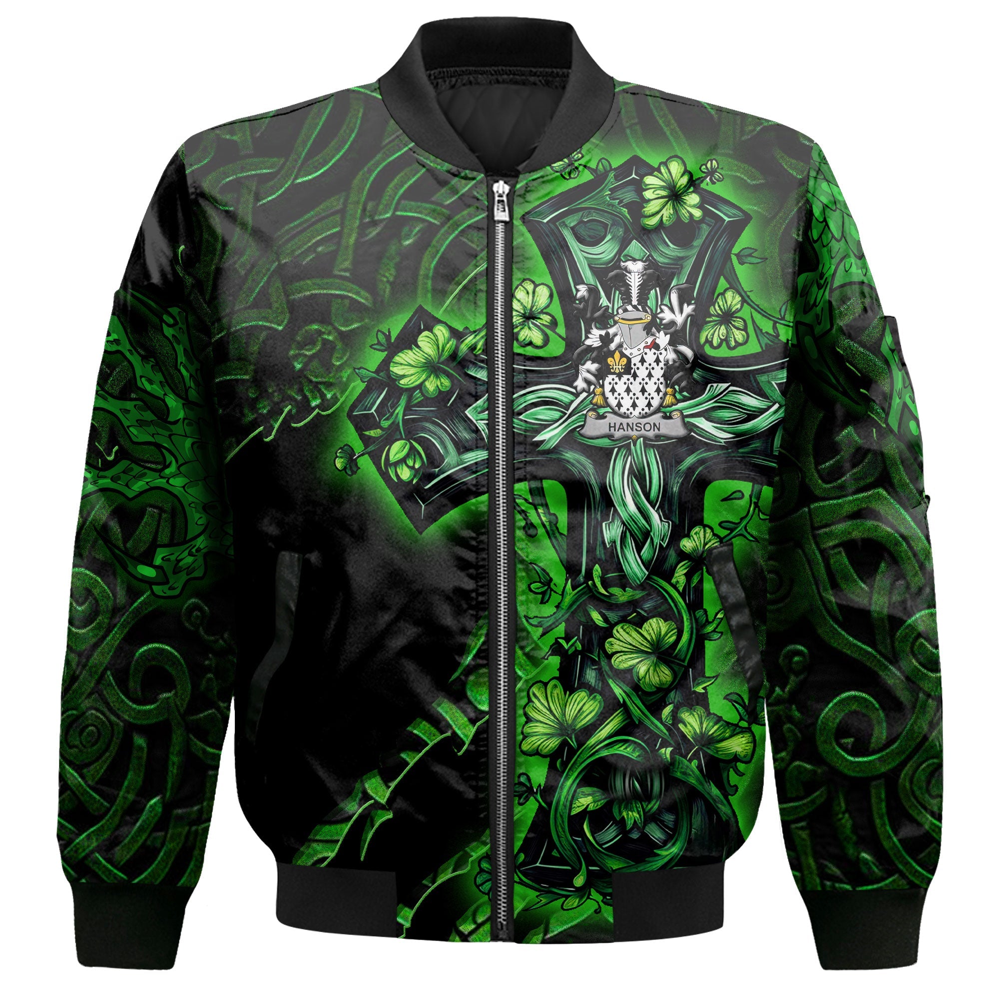 Hanson or O Hanson Bomber Jackets Celtic Cross And Dragon Style
