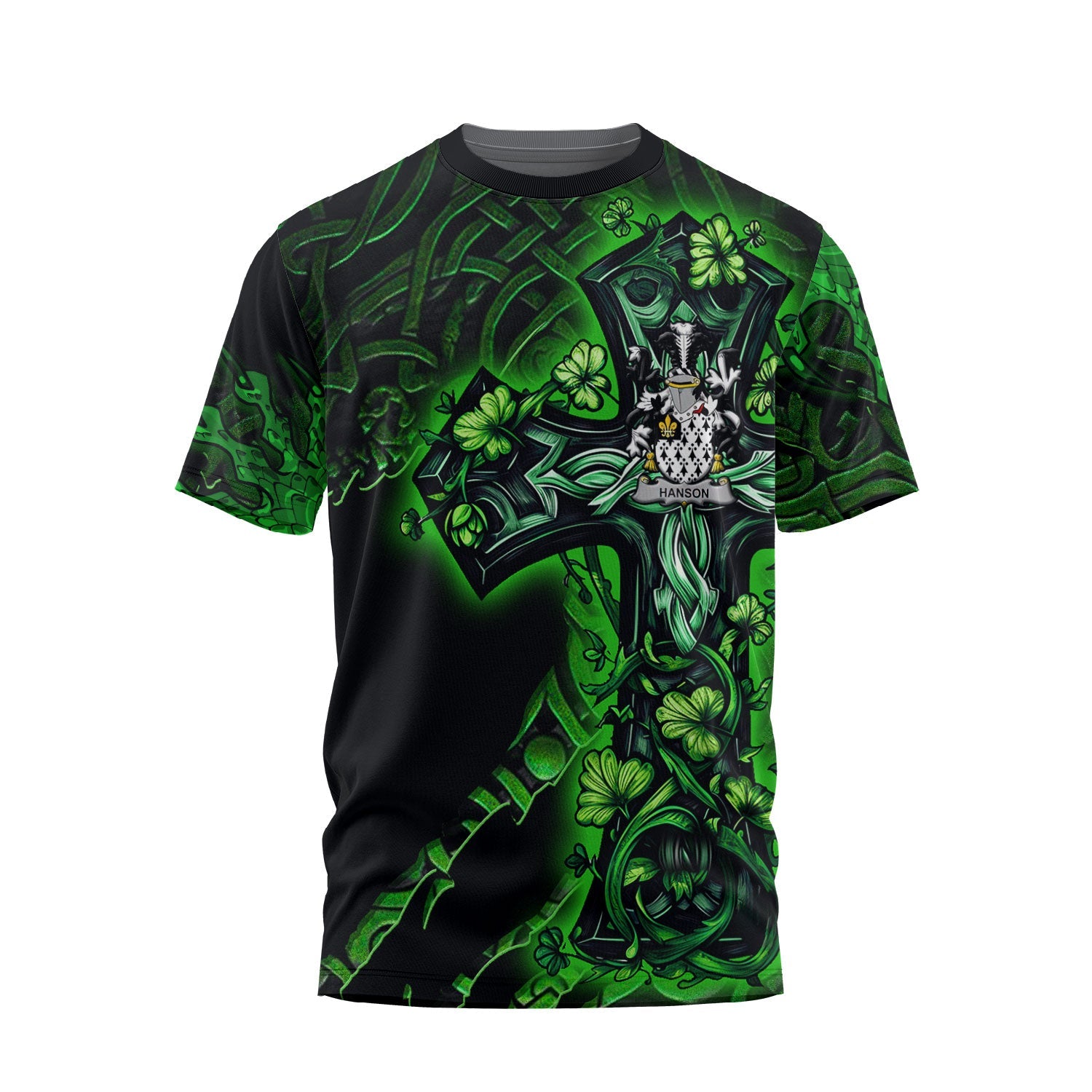 Hanson or O Hanson T-Shirts Celtic Cross And Dragon Style