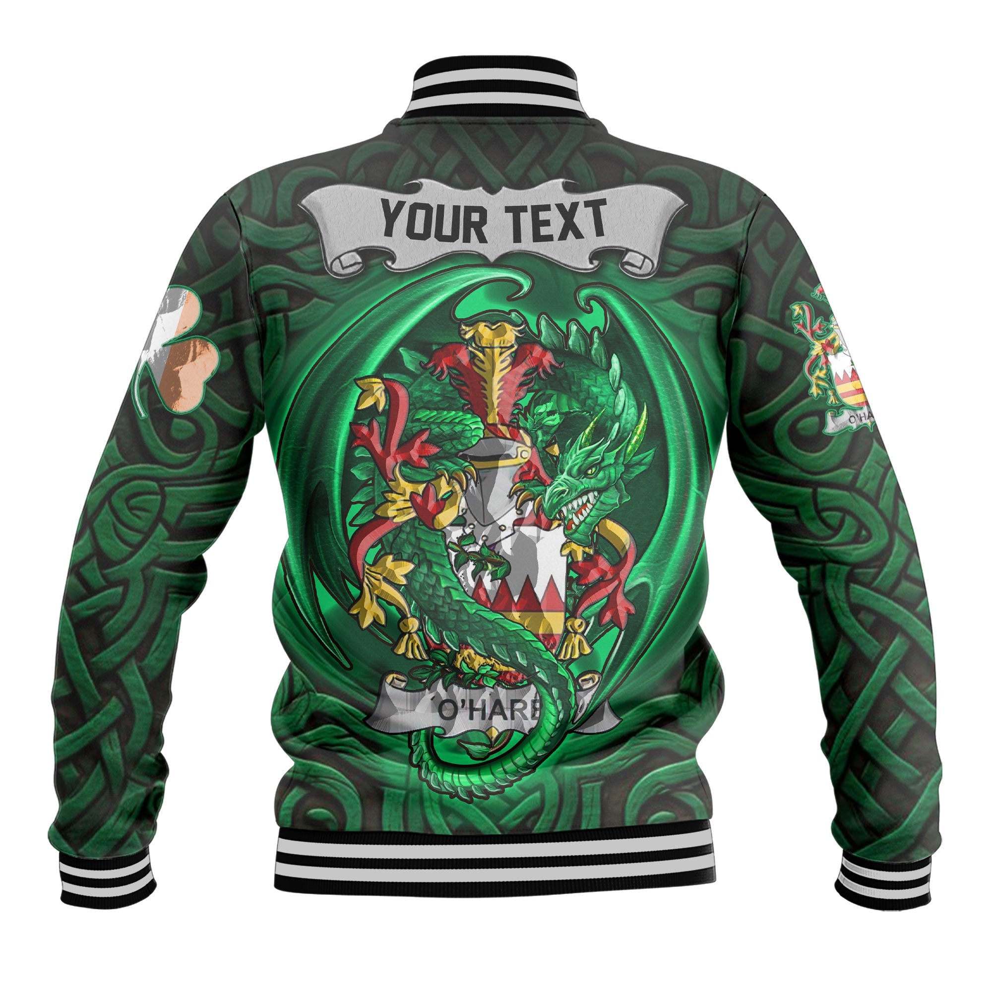 Hare or O Hare Baseball Jackets The Green Dragon Of Ireland Style