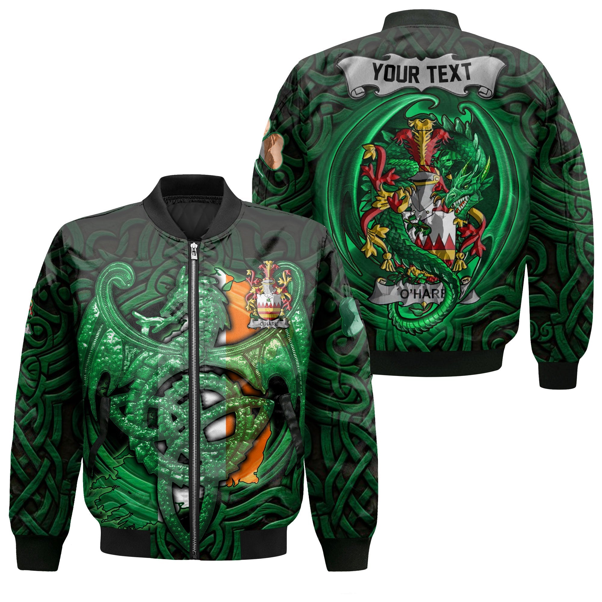 Hare or O Hare Bomber Jackets The Green Dragon Of Ireland Style