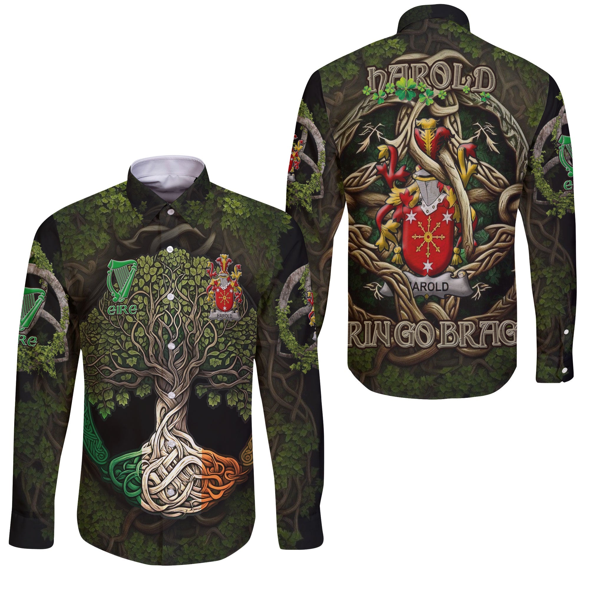 Harold or Harrell Long Sleeve Button Shirts Ireland Is My Root Style